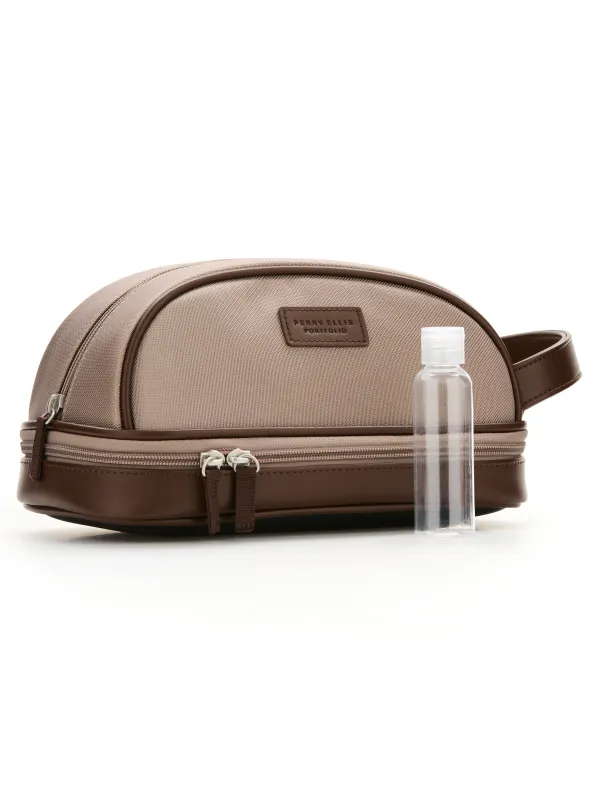 Khaki Travel Toiletry Bag made by Perry Ellis