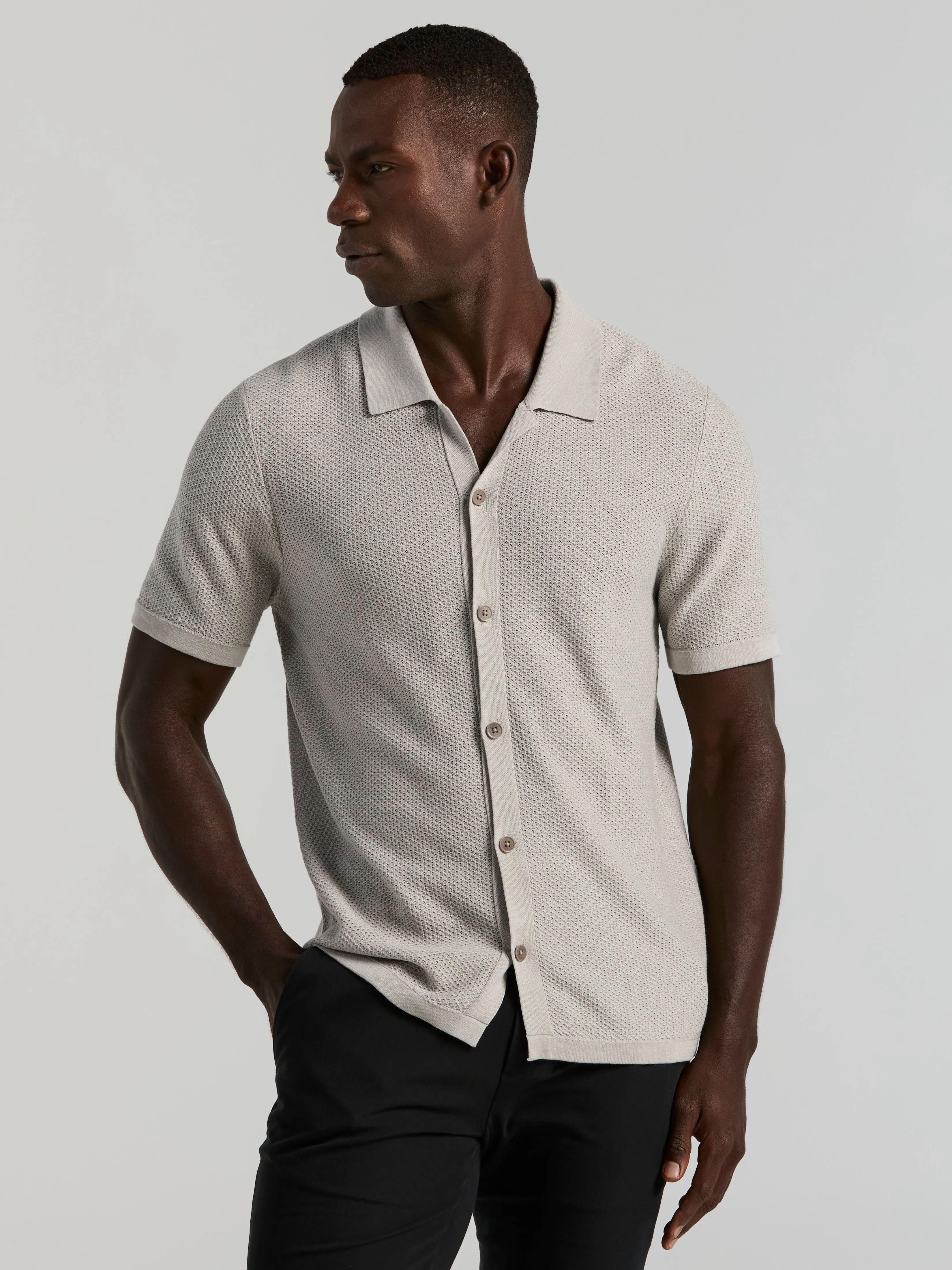 Short Sleeve Button Front Sweater sold by Perry Ellis