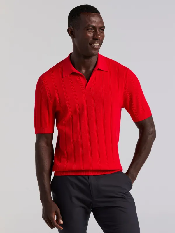 Mesh Stripe Sweater Polo made by Perry Ellis