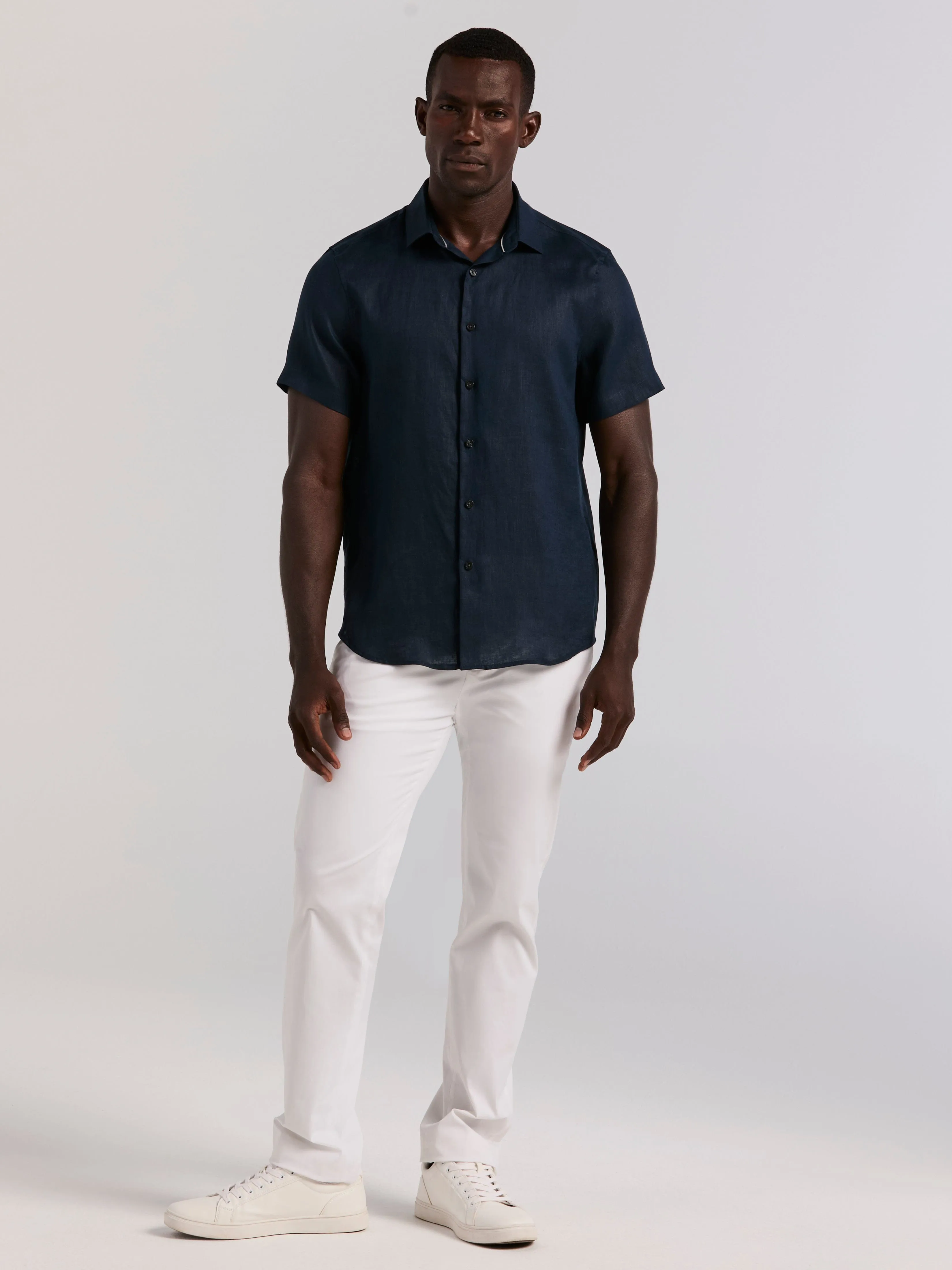 Solid Linen Blend Short Sleeve Shirt sold by Perry Ellis product image thumbnail 5