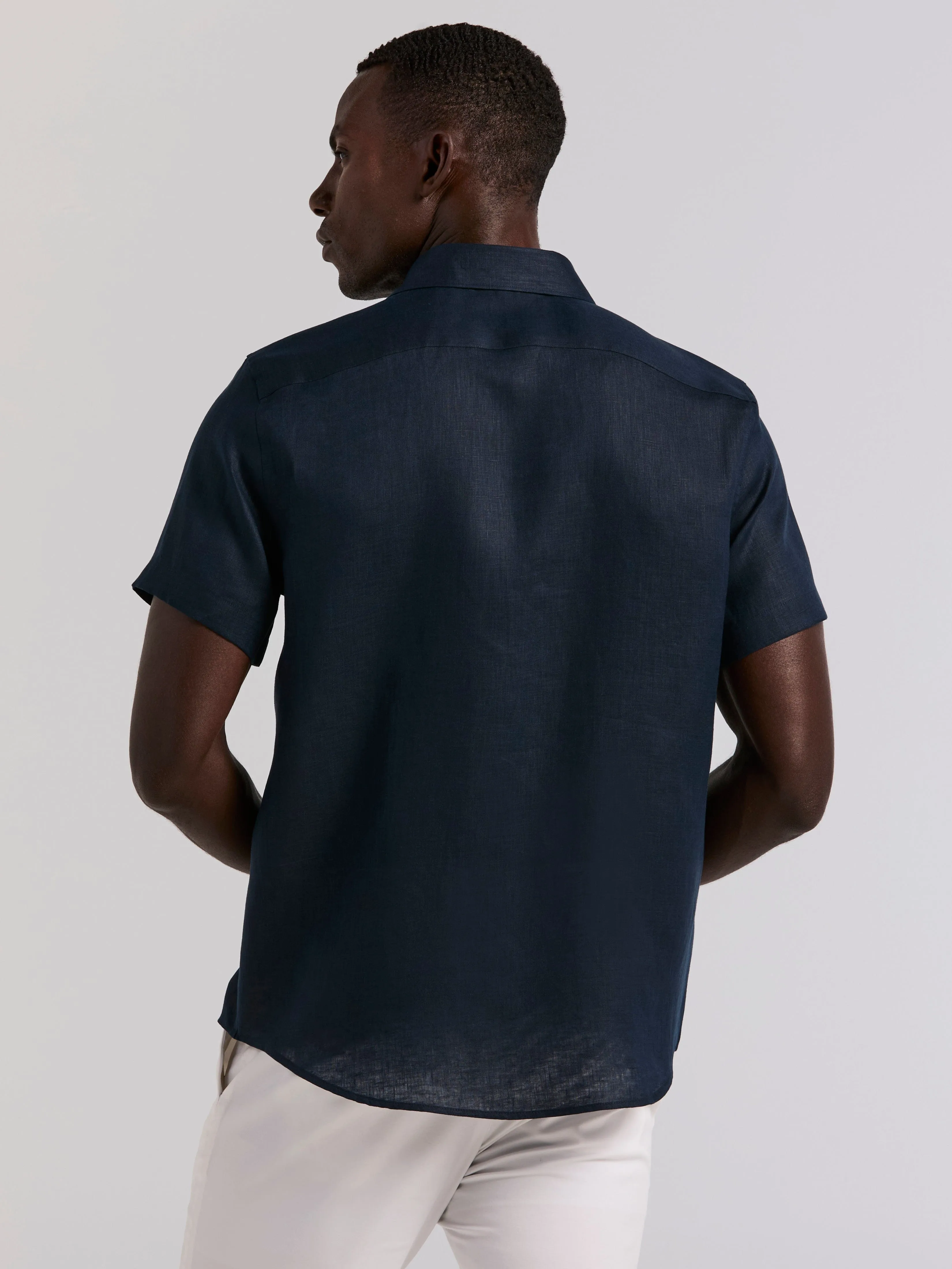 Solid Linen Blend Short Sleeve Shirt sold by Perry Ellis product image thumbnail 4