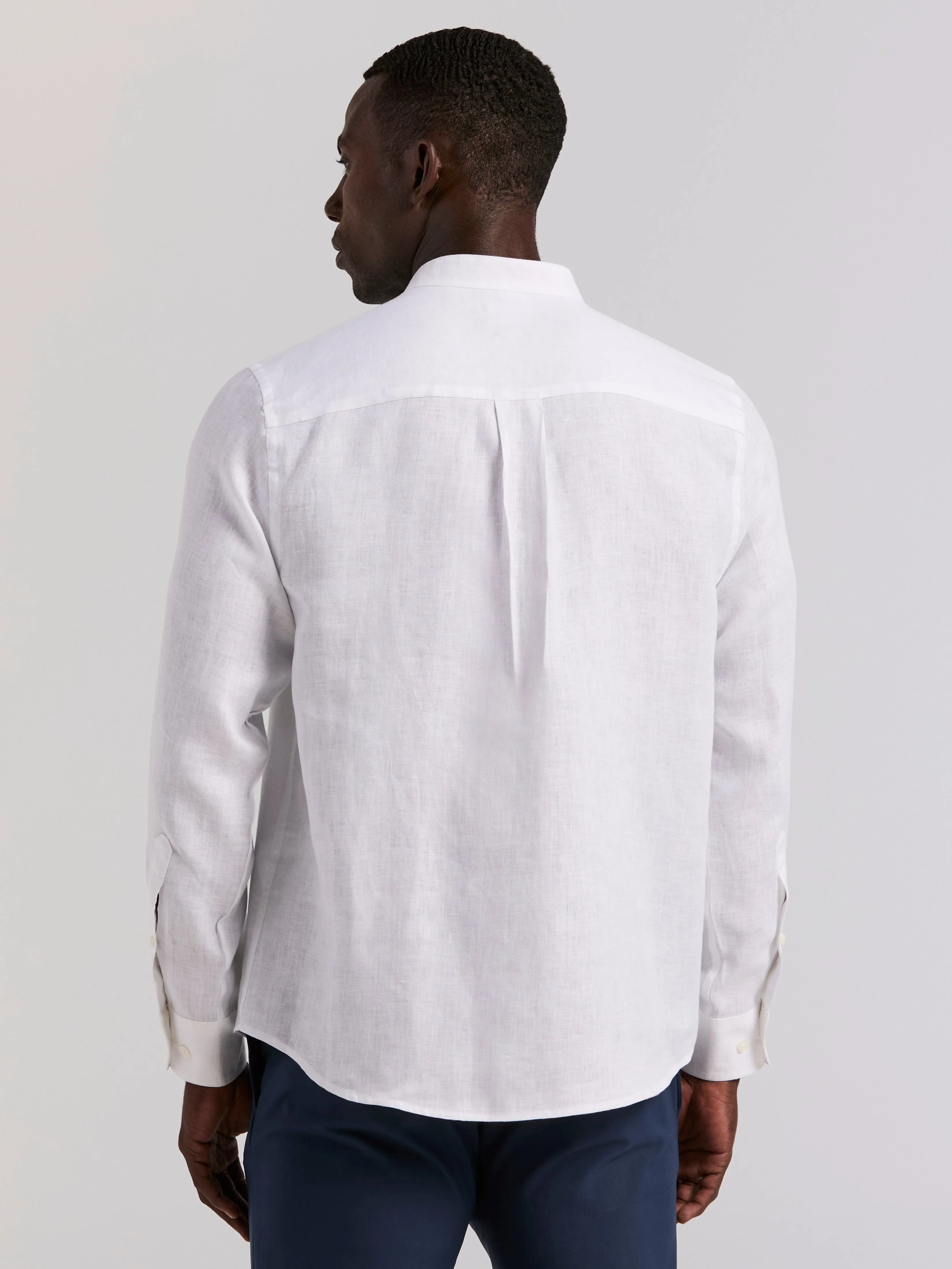 Solid Linen Blend Popover Shirt sold by Perry Ellis product image thumbnail 3