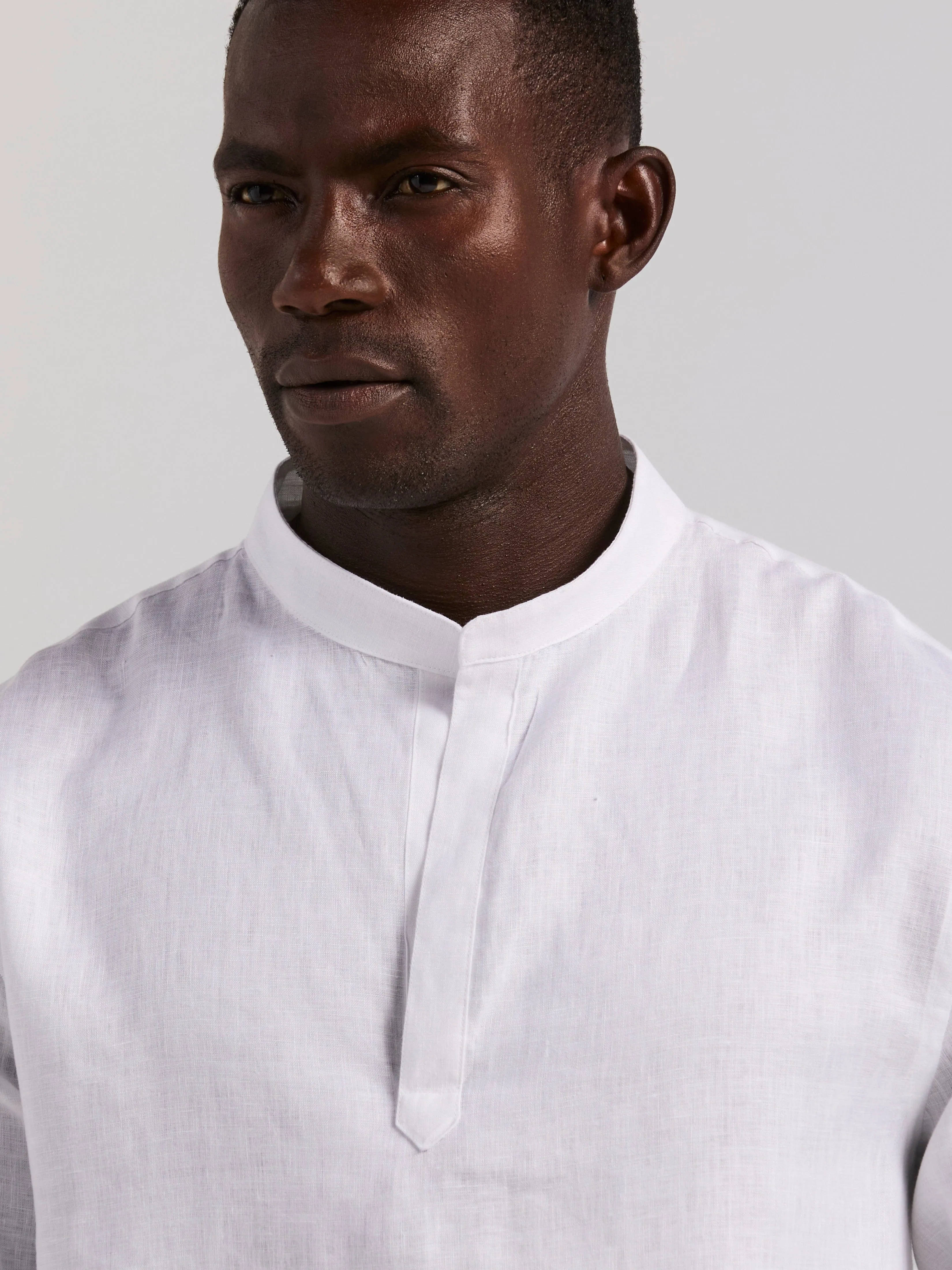 Solid Linen Blend Popover Shirt sold by Perry Ellis product image thumbnail 2