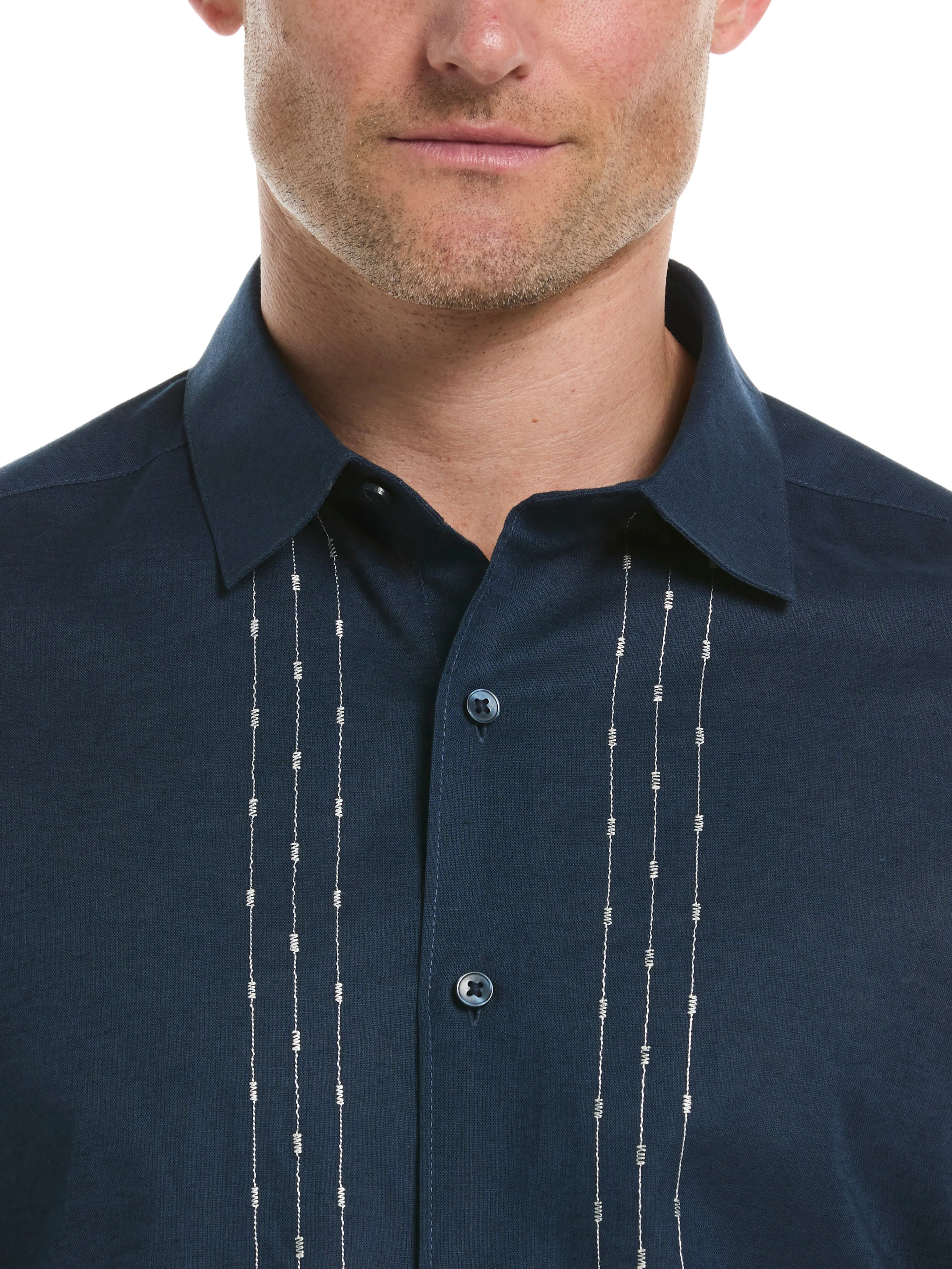 Linen Blend Embroidered Shirt sold by Perry Ellis product image thumbnail 5