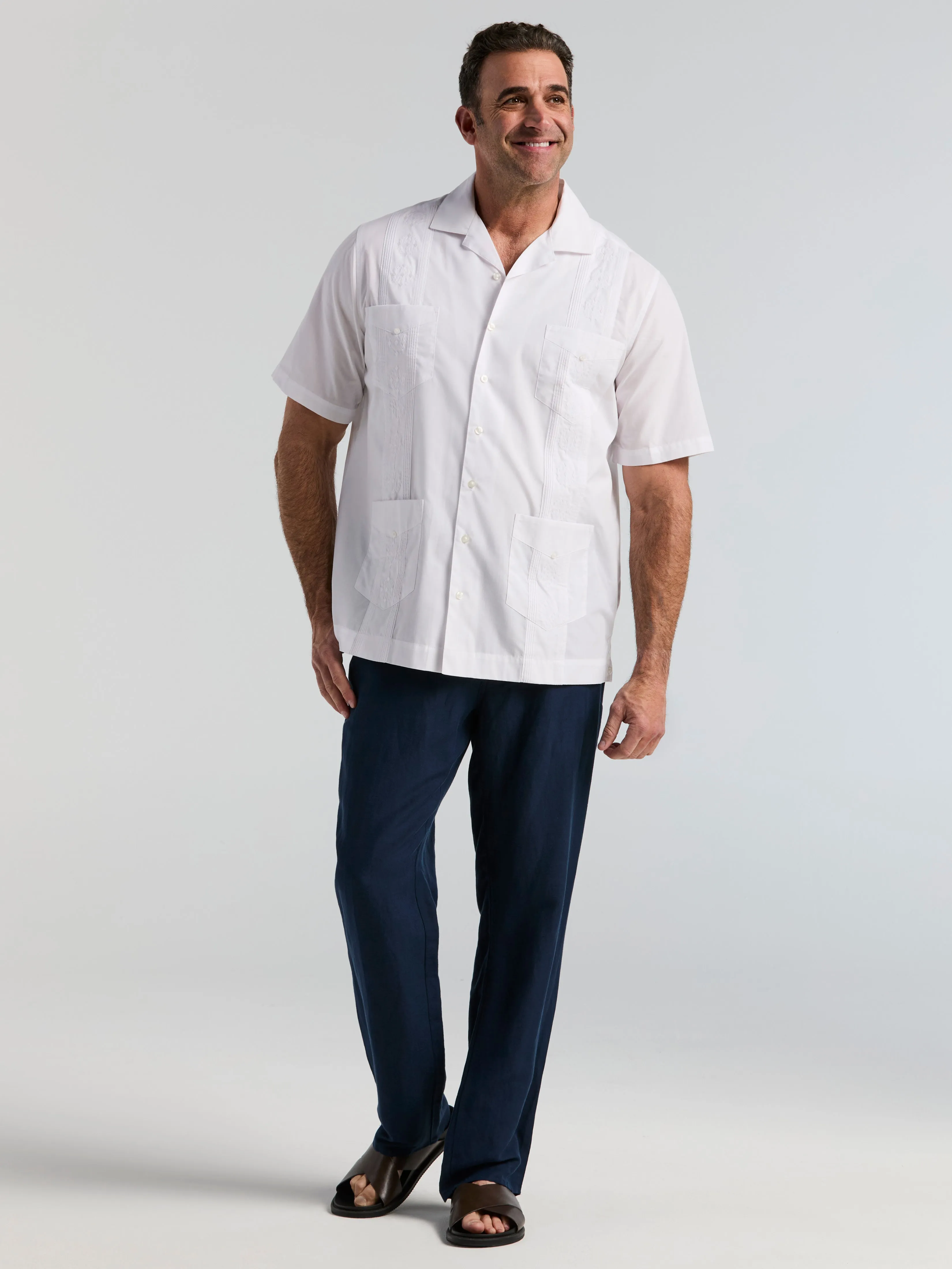Big & Tall Poplin Guayabera Shirt sold by Perry Ellis product image thumbnail 3