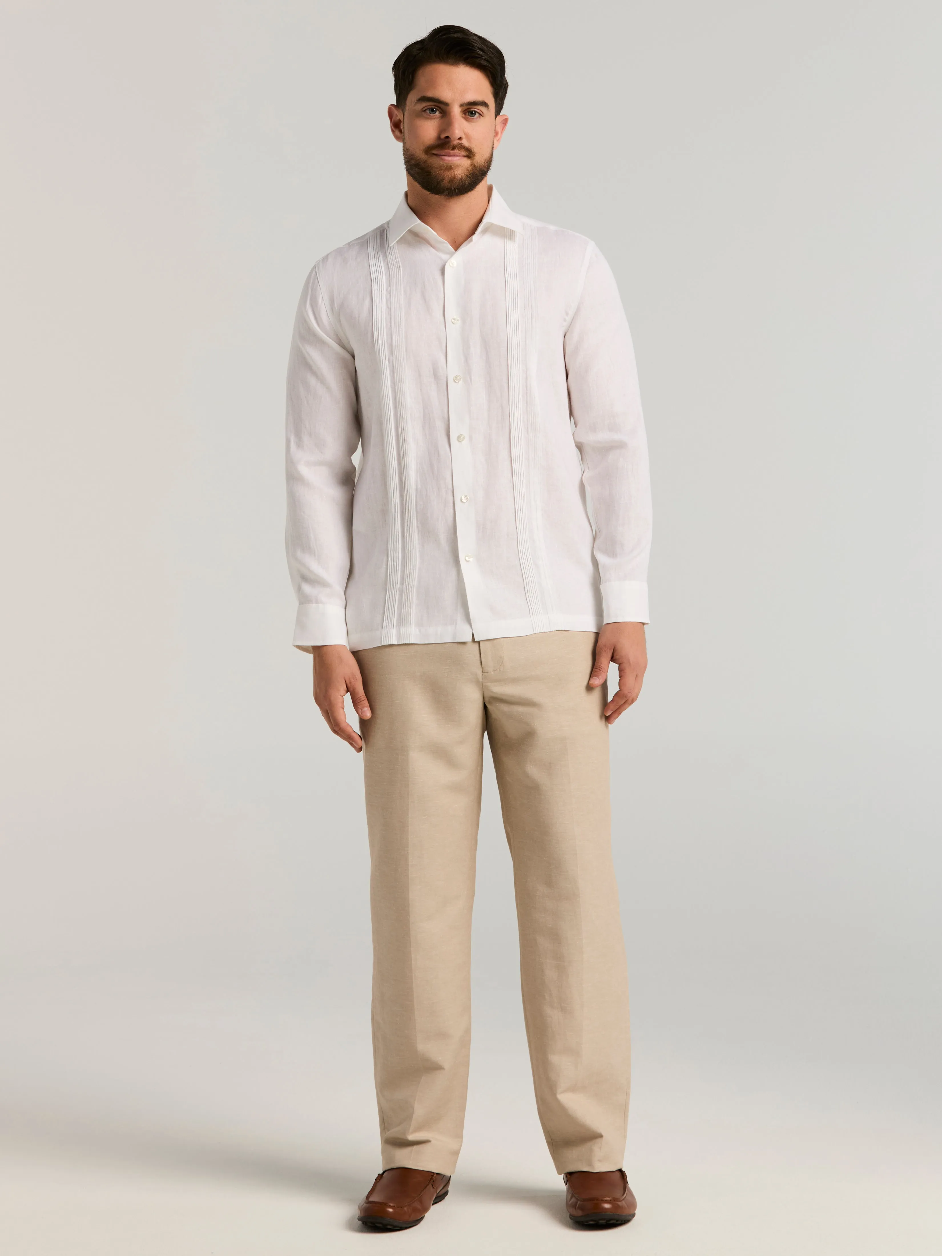 Modern Linen Multi Pintuck Guayabera Shirt sold by Perry Ellis product image thumbnail 3