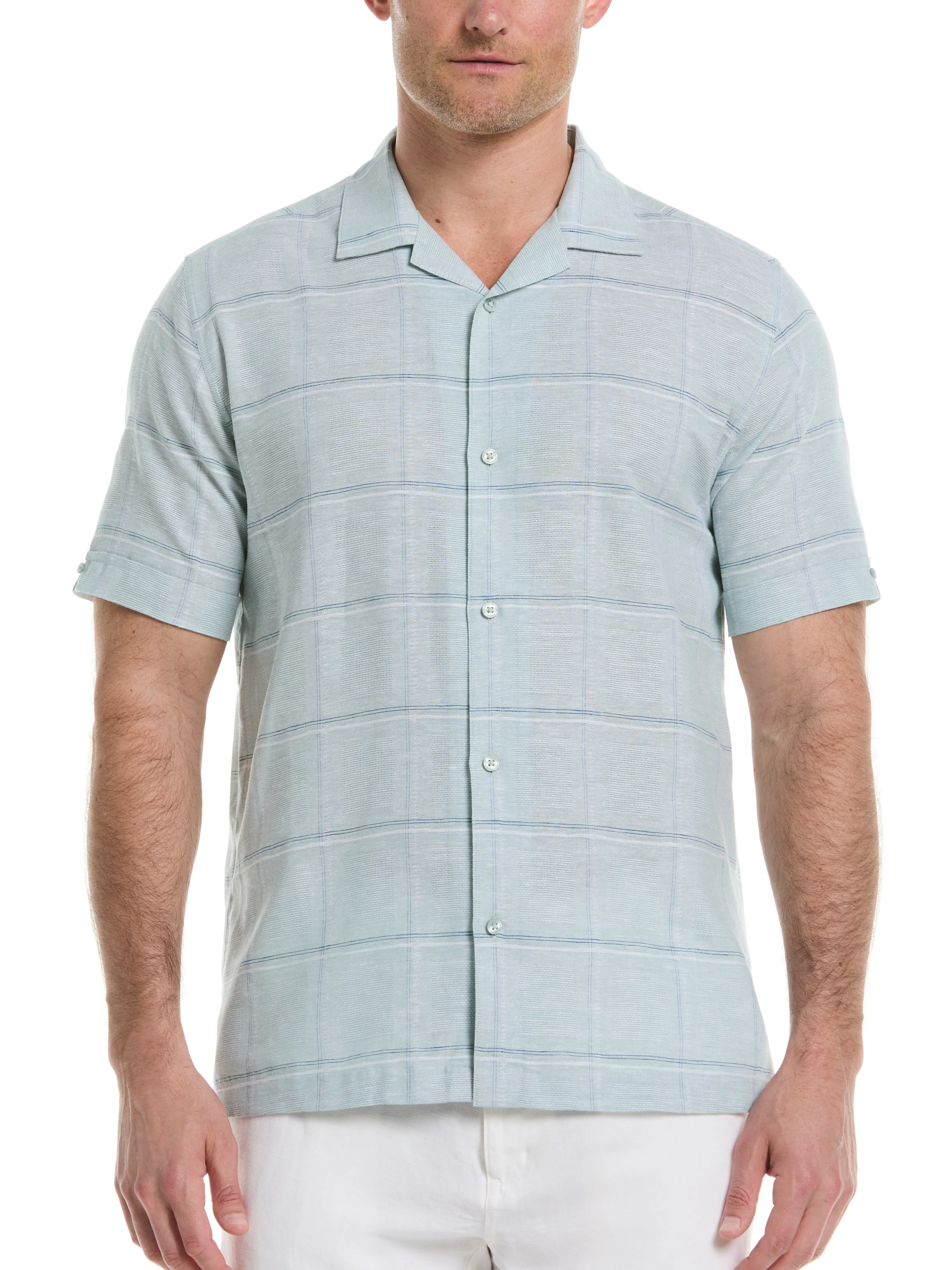 Linen Blend Dobby Windowpane Print Shirt sold by Perry Ellis product image thumbnail 2