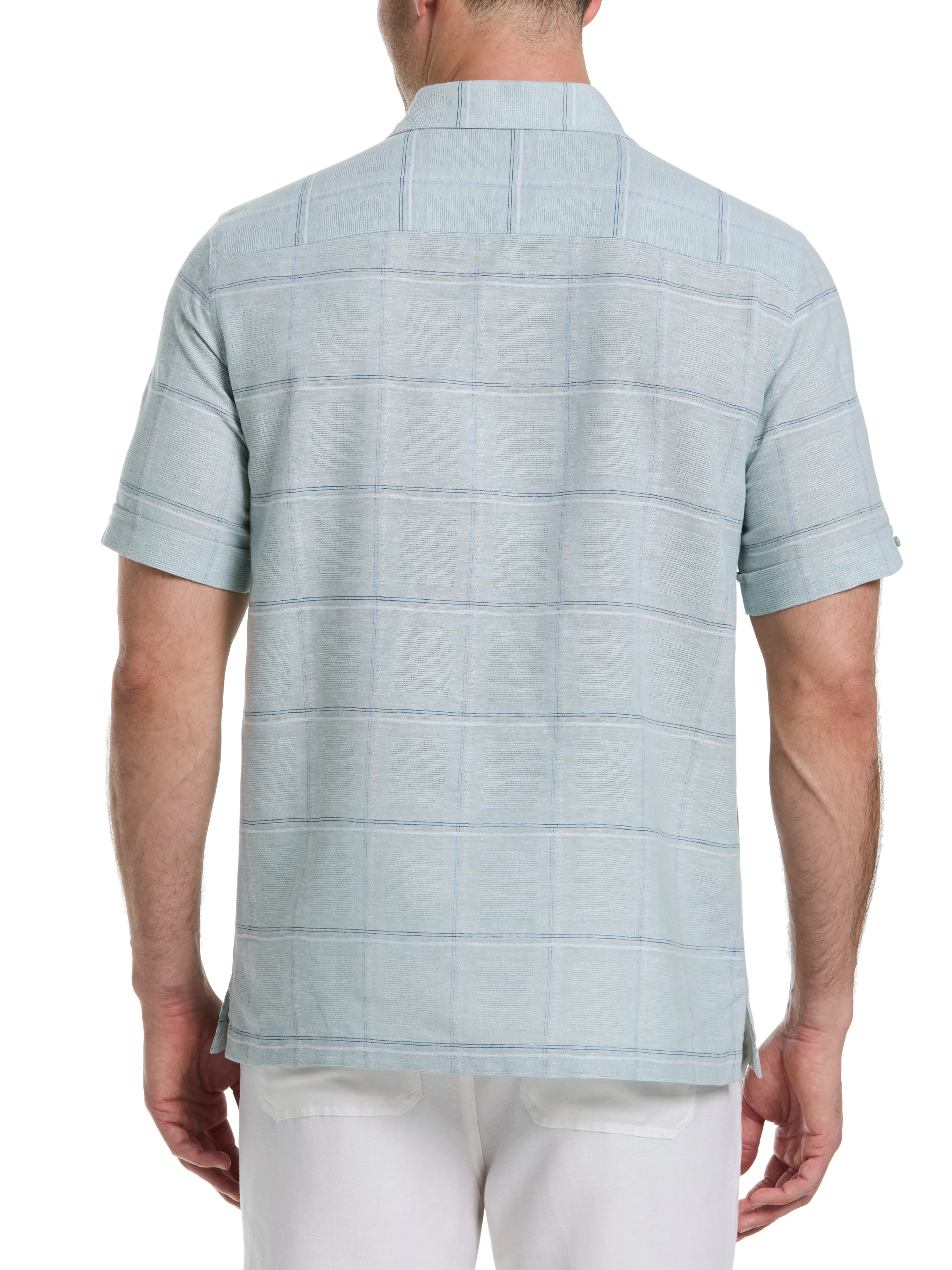 Linen Blend Dobby Windowpane Print Shirt sold by Perry Ellis product image thumbnail 3