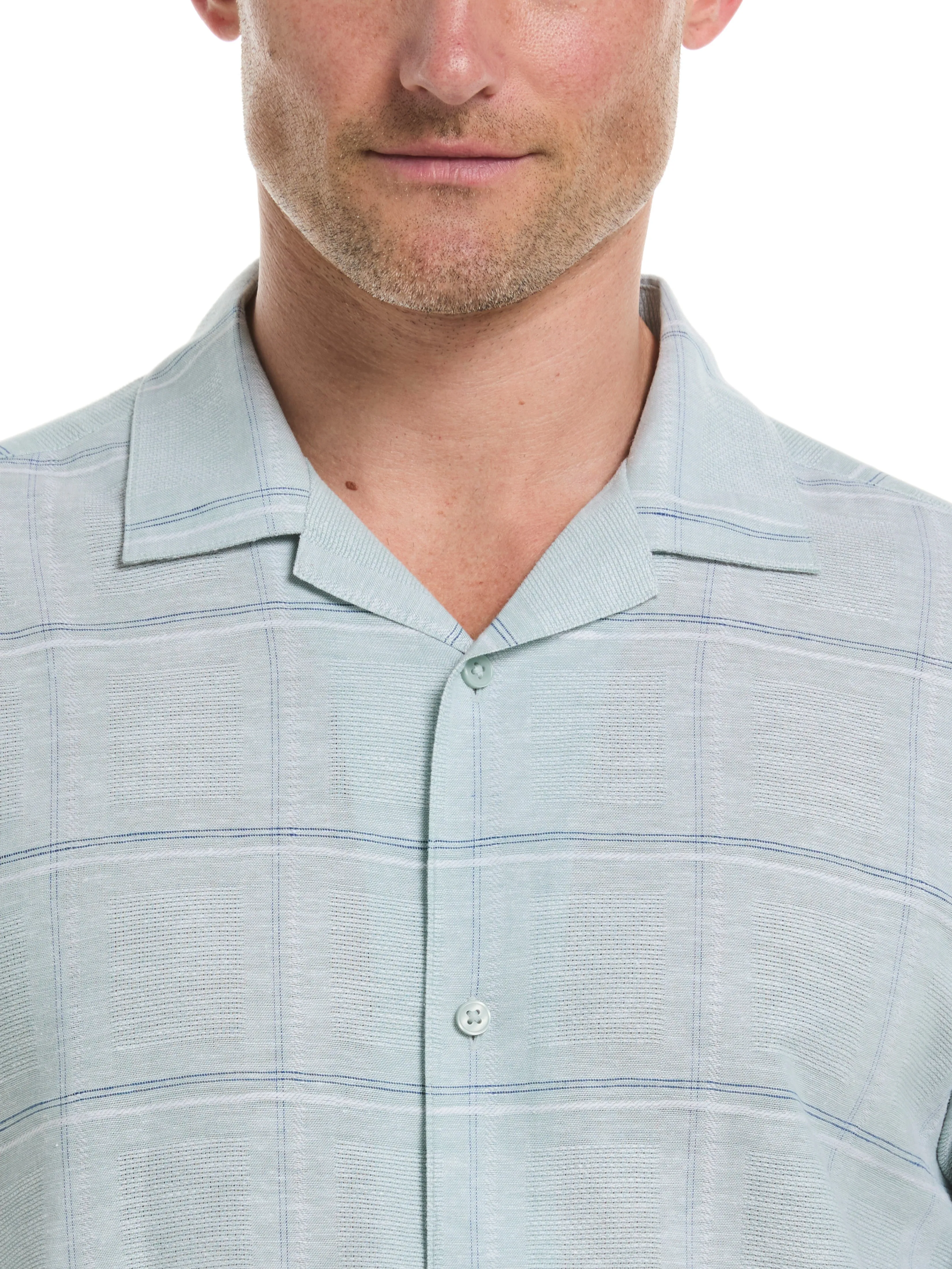 Linen Blend Dobby Windowpane Print Shirt sold by Perry Ellis product image thumbnail 5