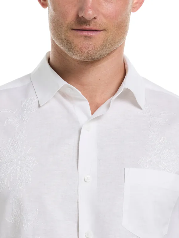 Linen Blend Embroidered Shirt made by Cubavera