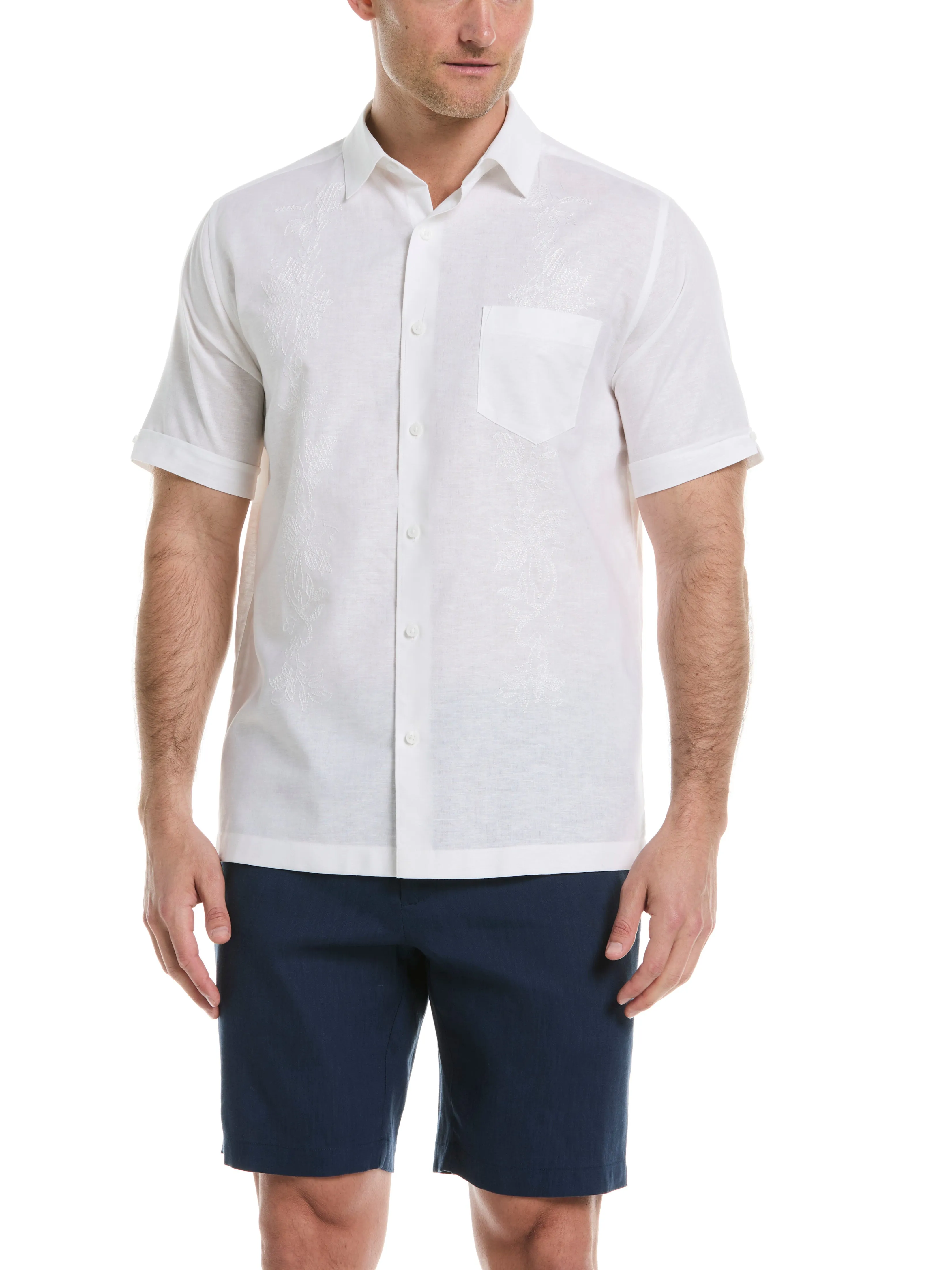 Linen Blend Embroidered Shirt sold by Perry Ellis product image thumbnail 2