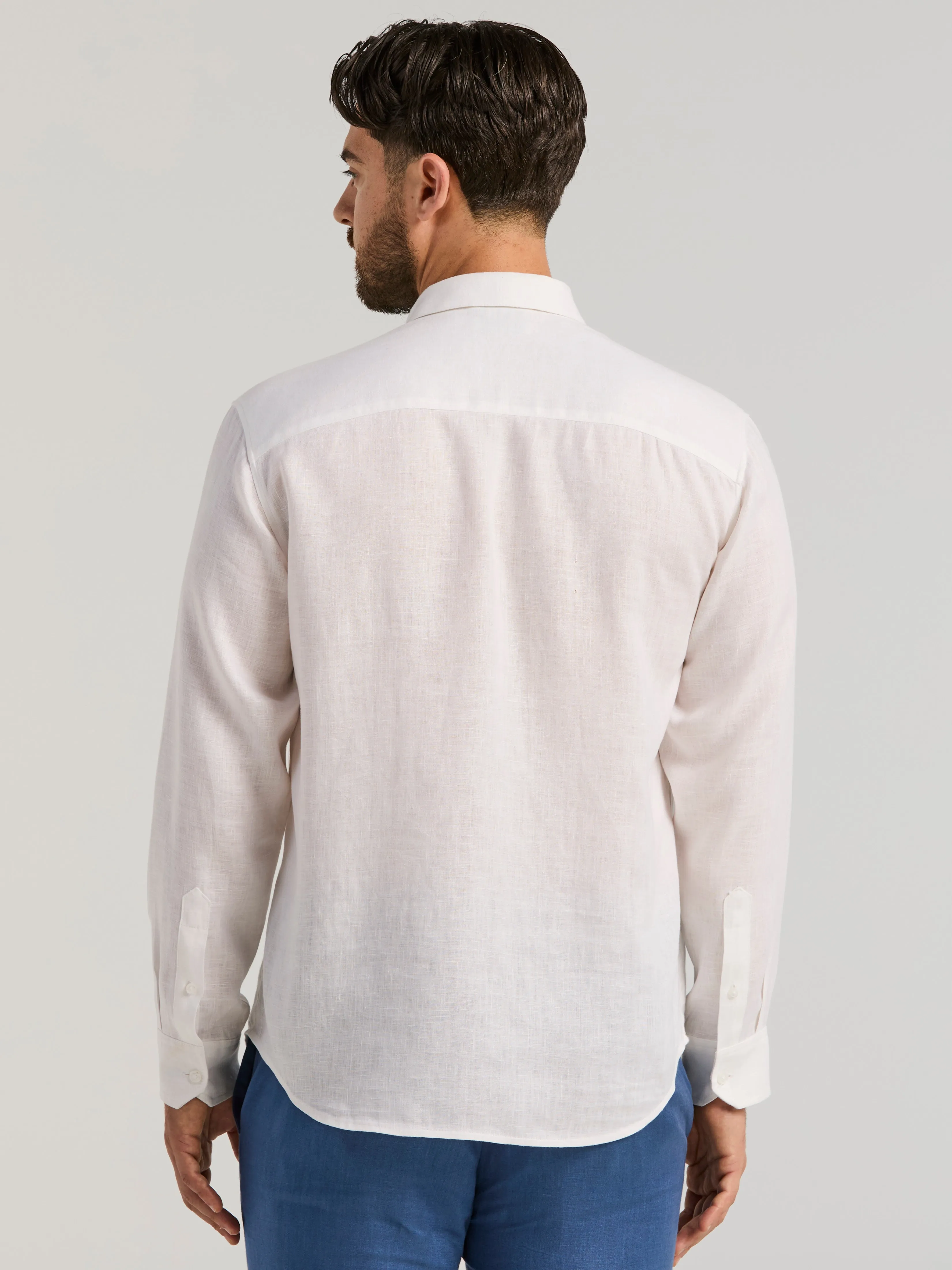 Linen Embroidered Tuck Panel Guayabera Shirt sold by Perry Ellis product image thumbnail 4