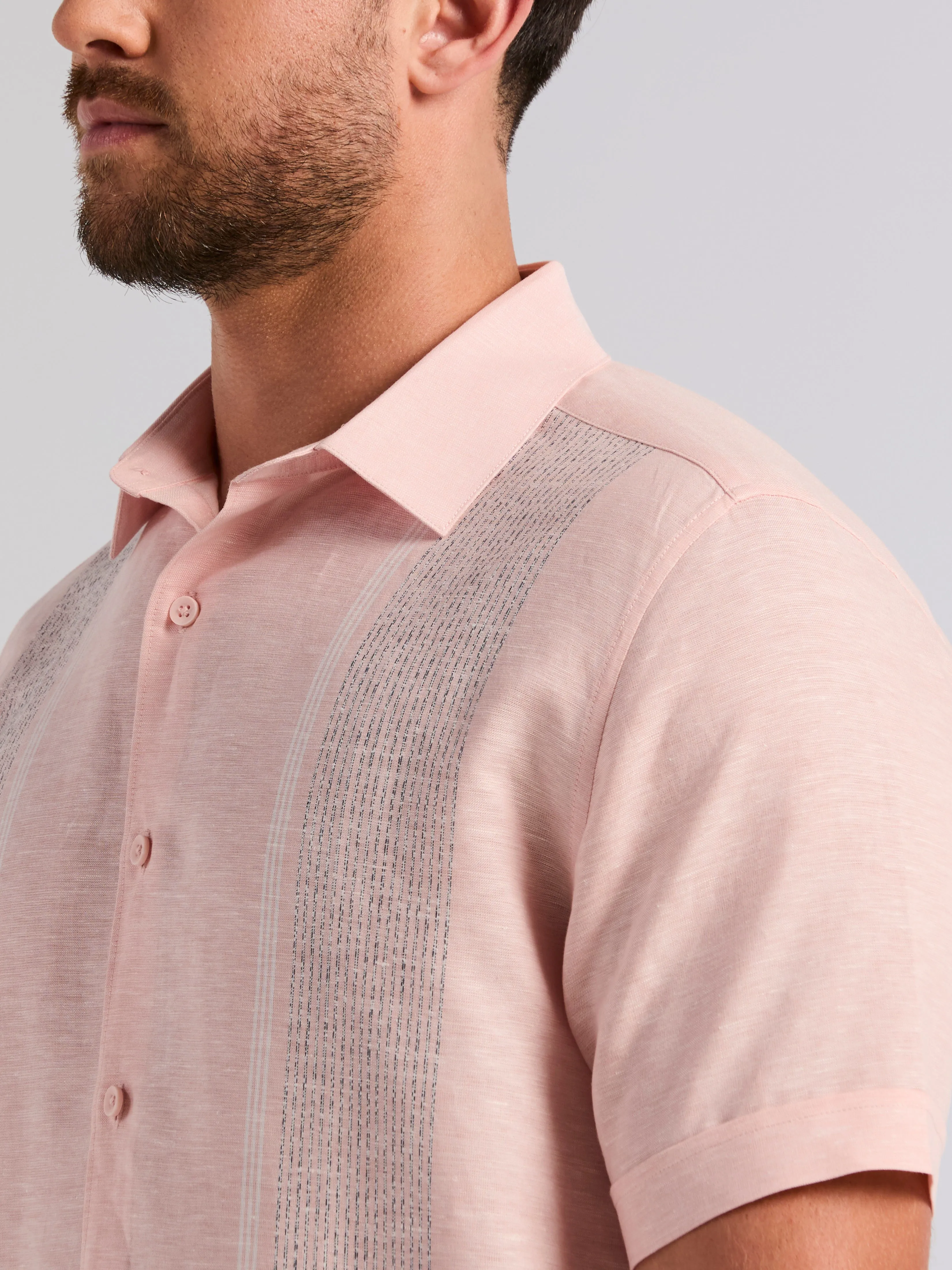 Linen Blend 2-Pocket Guayabera Shirt sold by Perry Ellis product image thumbnail 3
