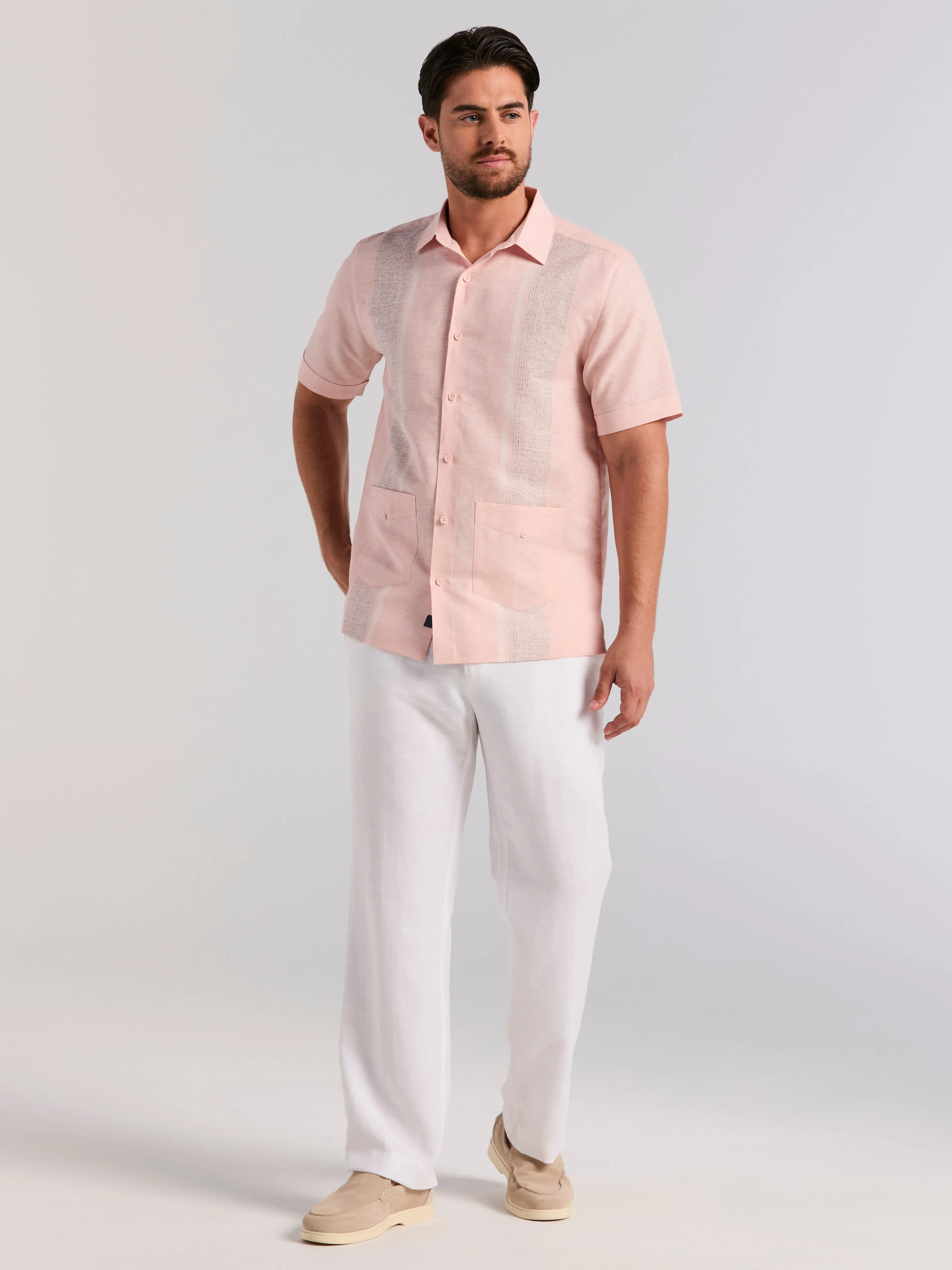 Linen Blend 2-Pocket Guayabera Shirt sold by Perry Ellis product image thumbnail 5