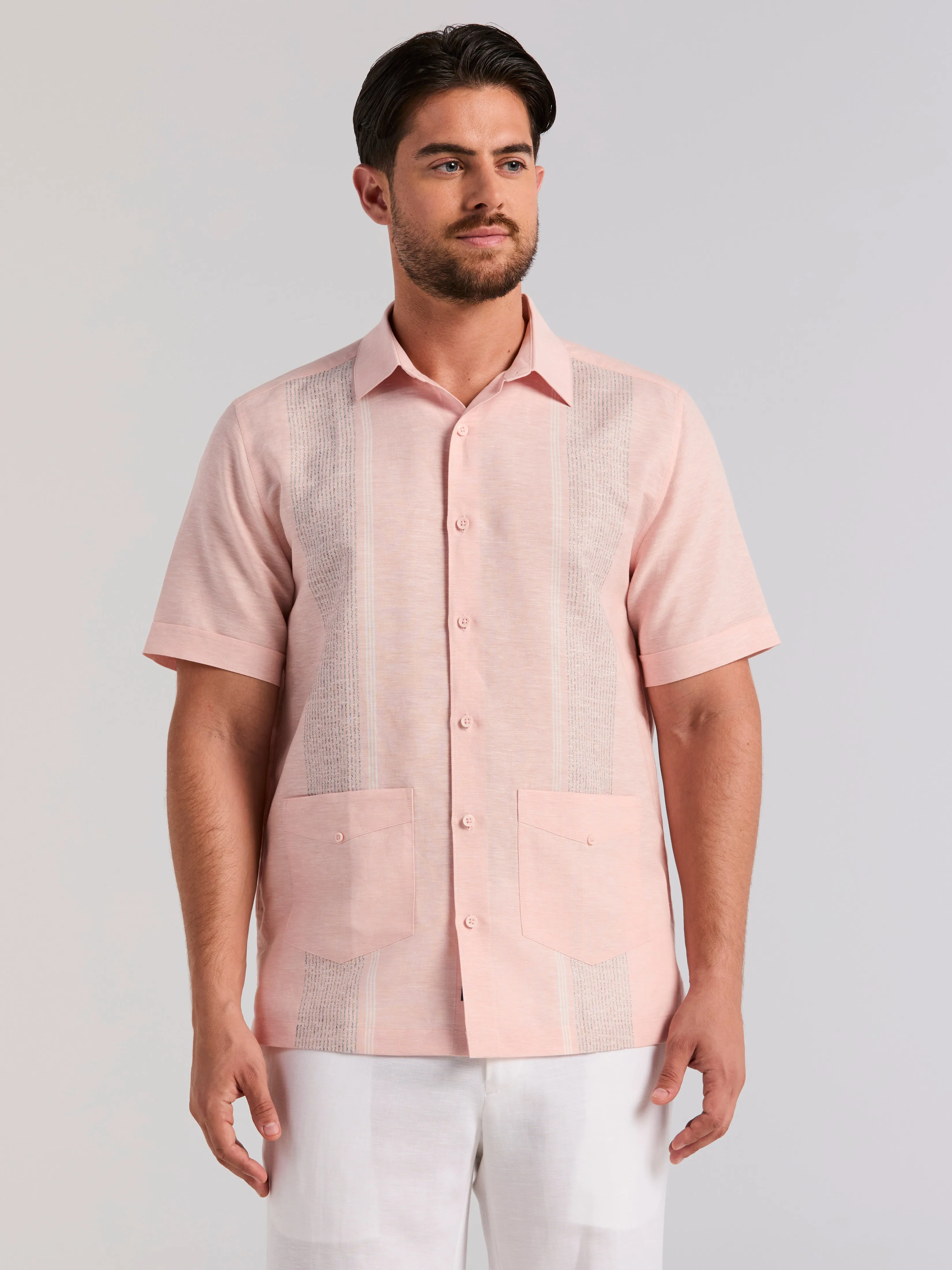 Linen Blend 2-Pocket Guayabera Shirt sold by Perry Ellis product image thumbnail 4