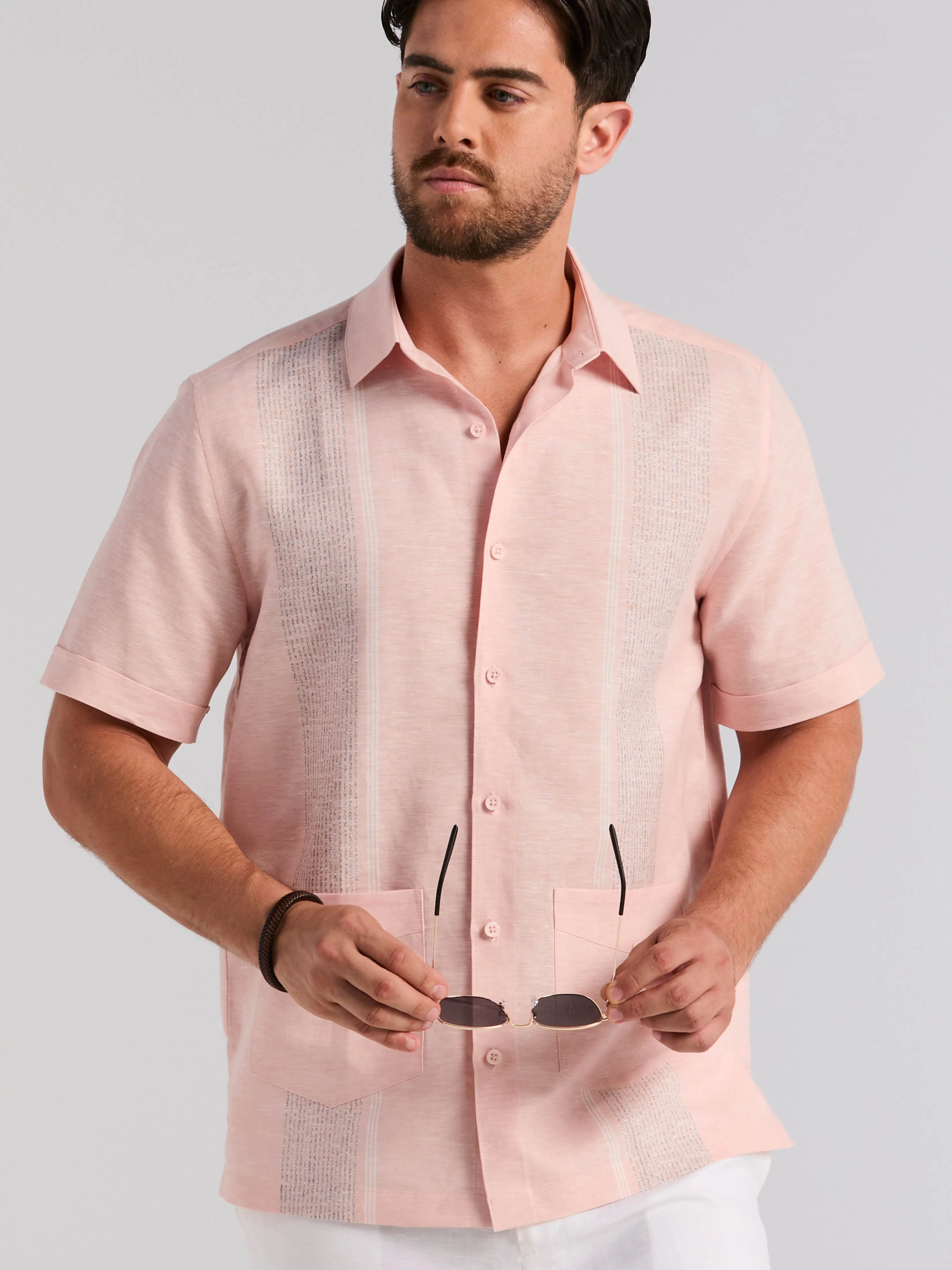 Linen Blend 2-Pocket Guayabera Shirt sold by Perry Ellis product image thumbnail 2