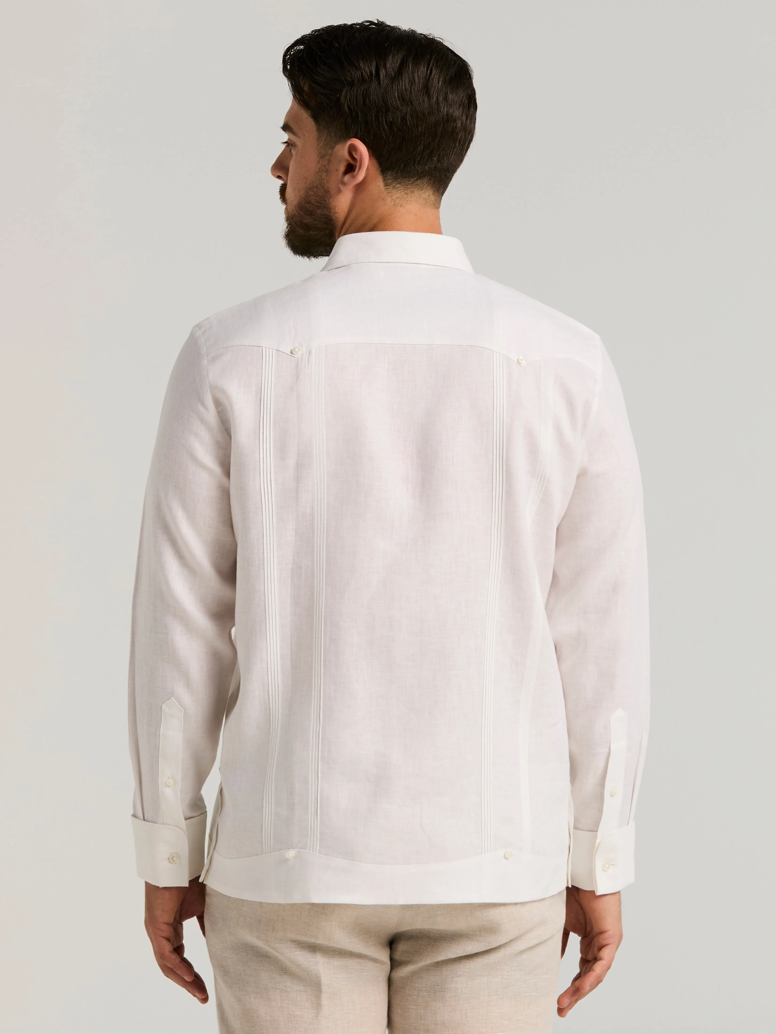 Linen Embroidered French Cuff Guayabera Shirt sold by Perry Ellis product image thumbnail 5