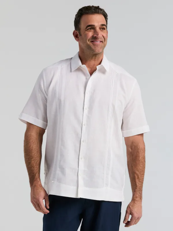 Big & Tall Linen Blend Guayabera Shirt made by Cubavera
