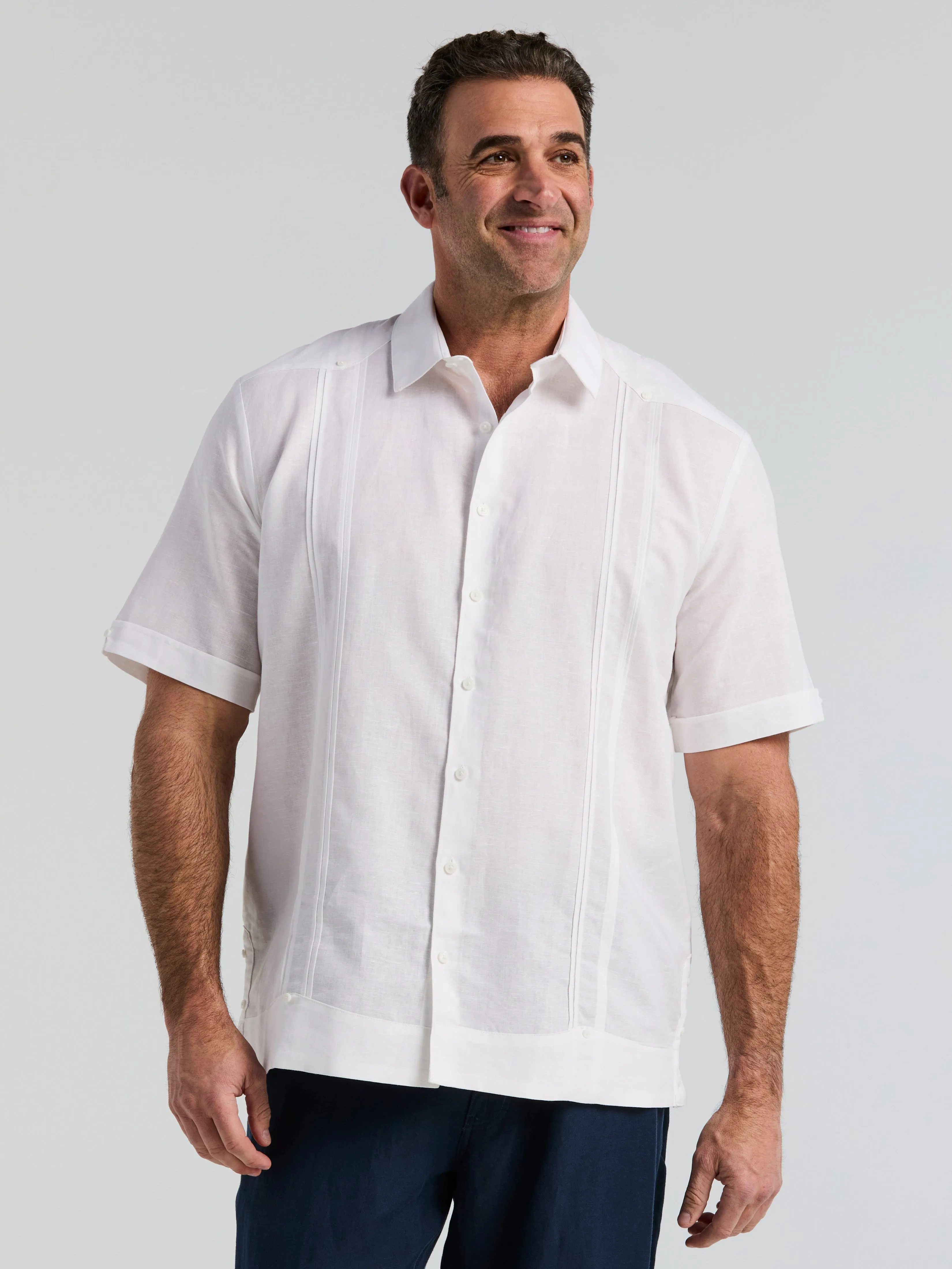 Big & Tall Linen Blend Guayabera Shirt sold by Perry Ellis