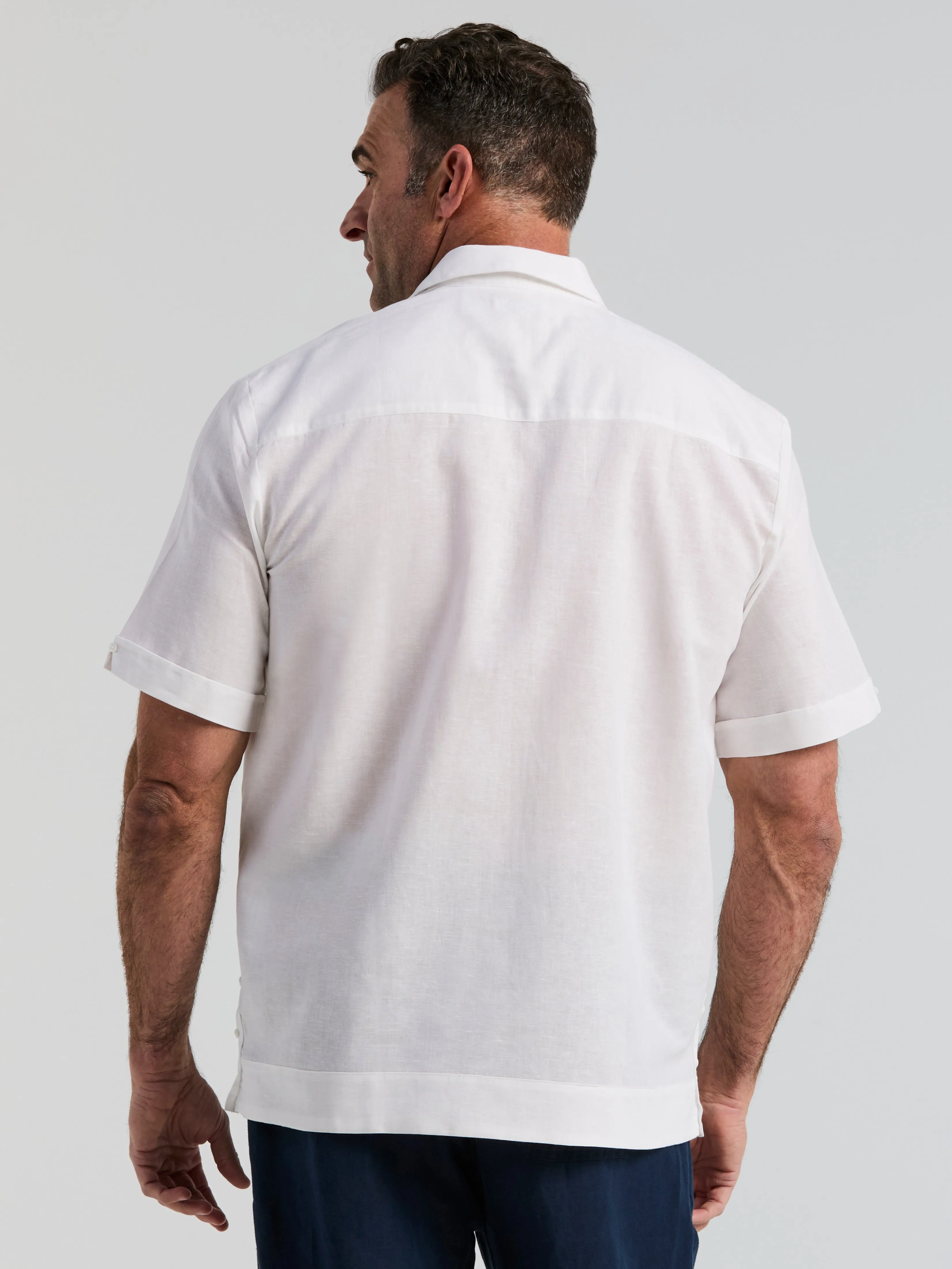 Big & Tall Linen Blend Guayabera Shirt sold by Perry Ellis product image thumbnail 4