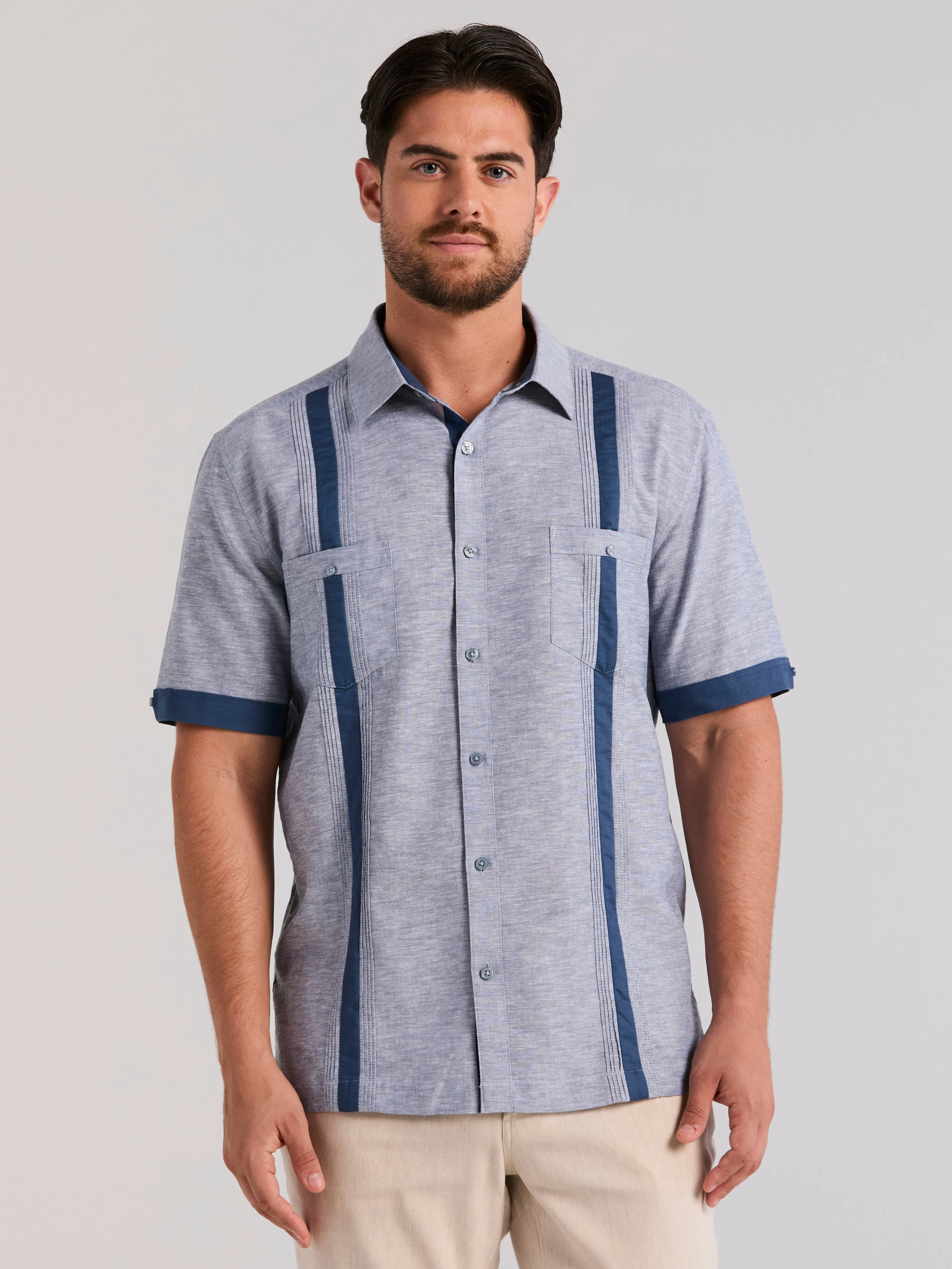 Linen Blend Guayabera Shirt sold by Perry Ellis