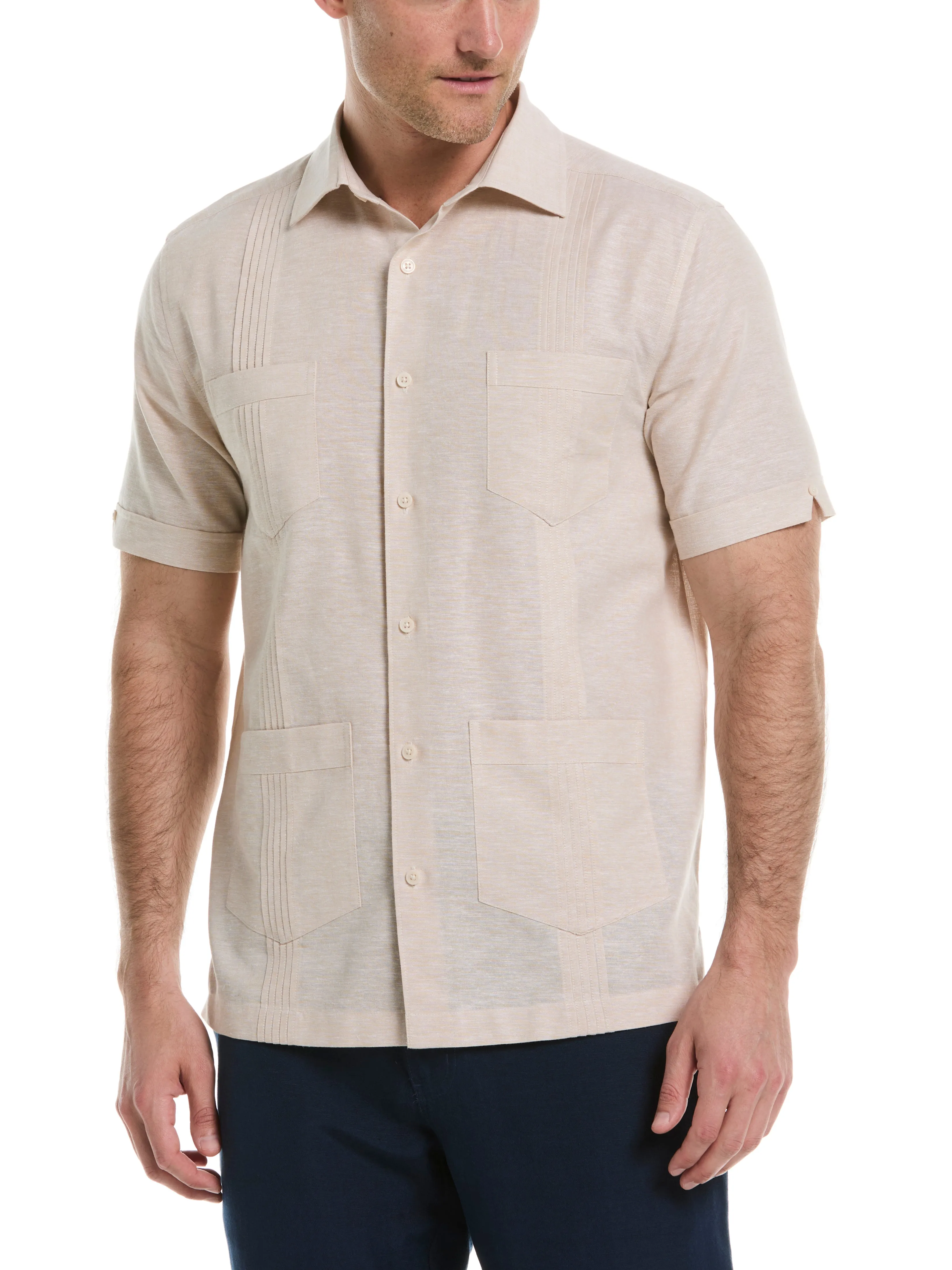 Linen Blend 4-Pocket Guayabera Shirt sold by Perry Ellis product image thumbnail 4