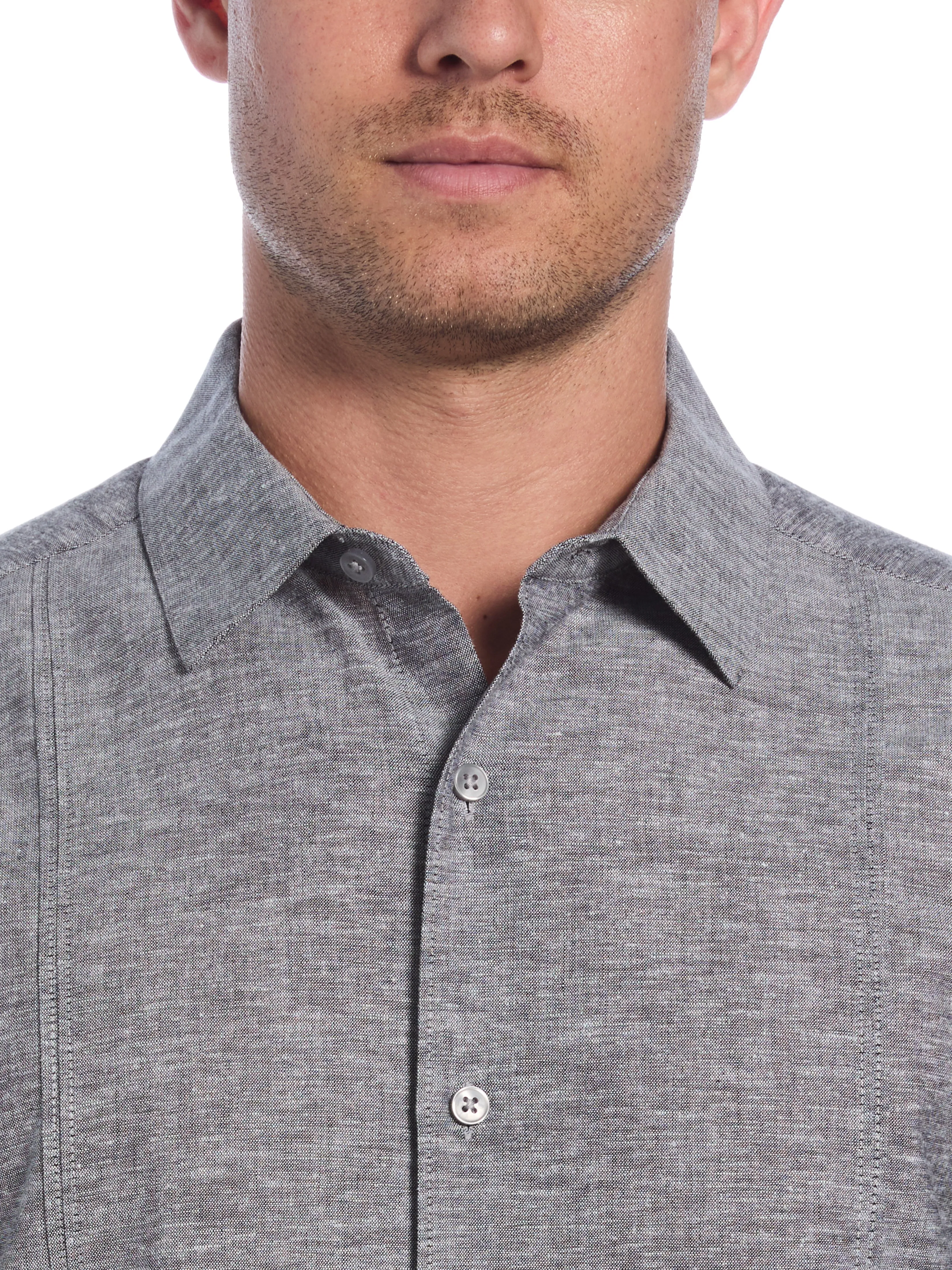 Linen Blend Tuck Panel Shirt sold by Perry Ellis product image thumbnail 4
