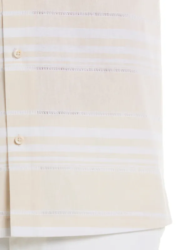Linen Blend Horizontal Stripe Shirt made by Cubavera