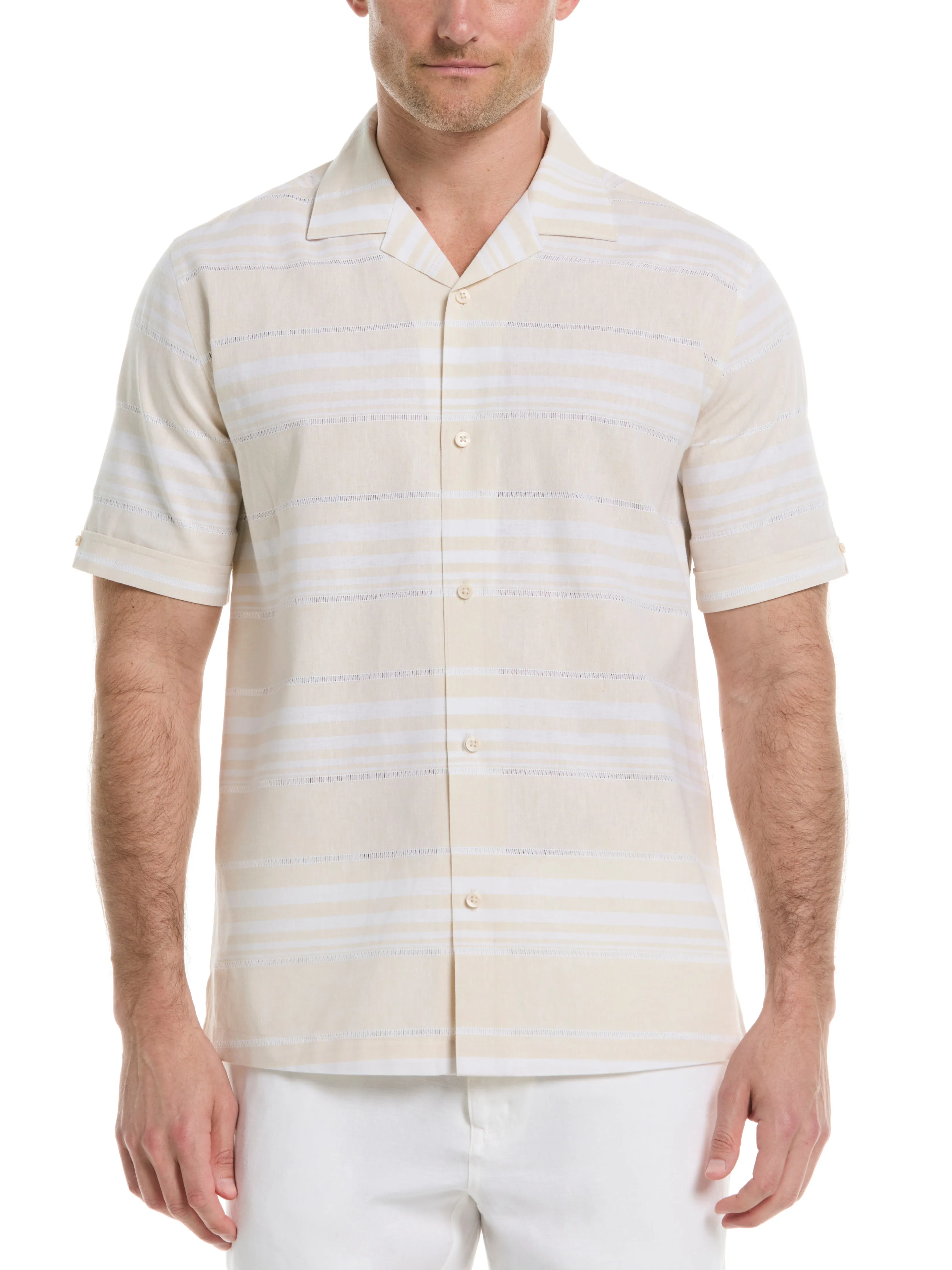 Linen Blend Horizontal Stripe Shirt sold by Perry Ellis product image thumbnail 3