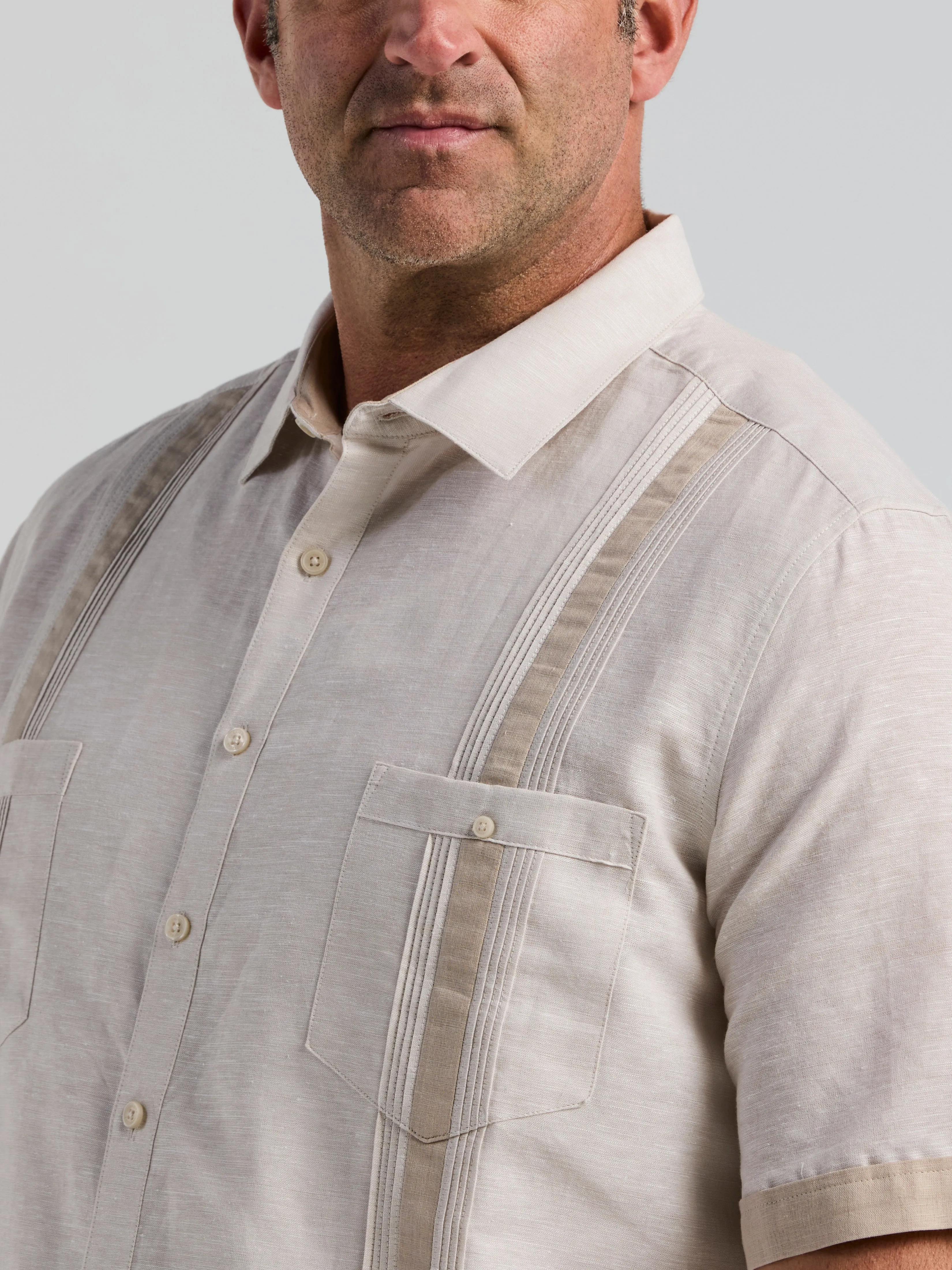 Big & Tall Linen Blend Guayabera Shirt sold by Perry Ellis
