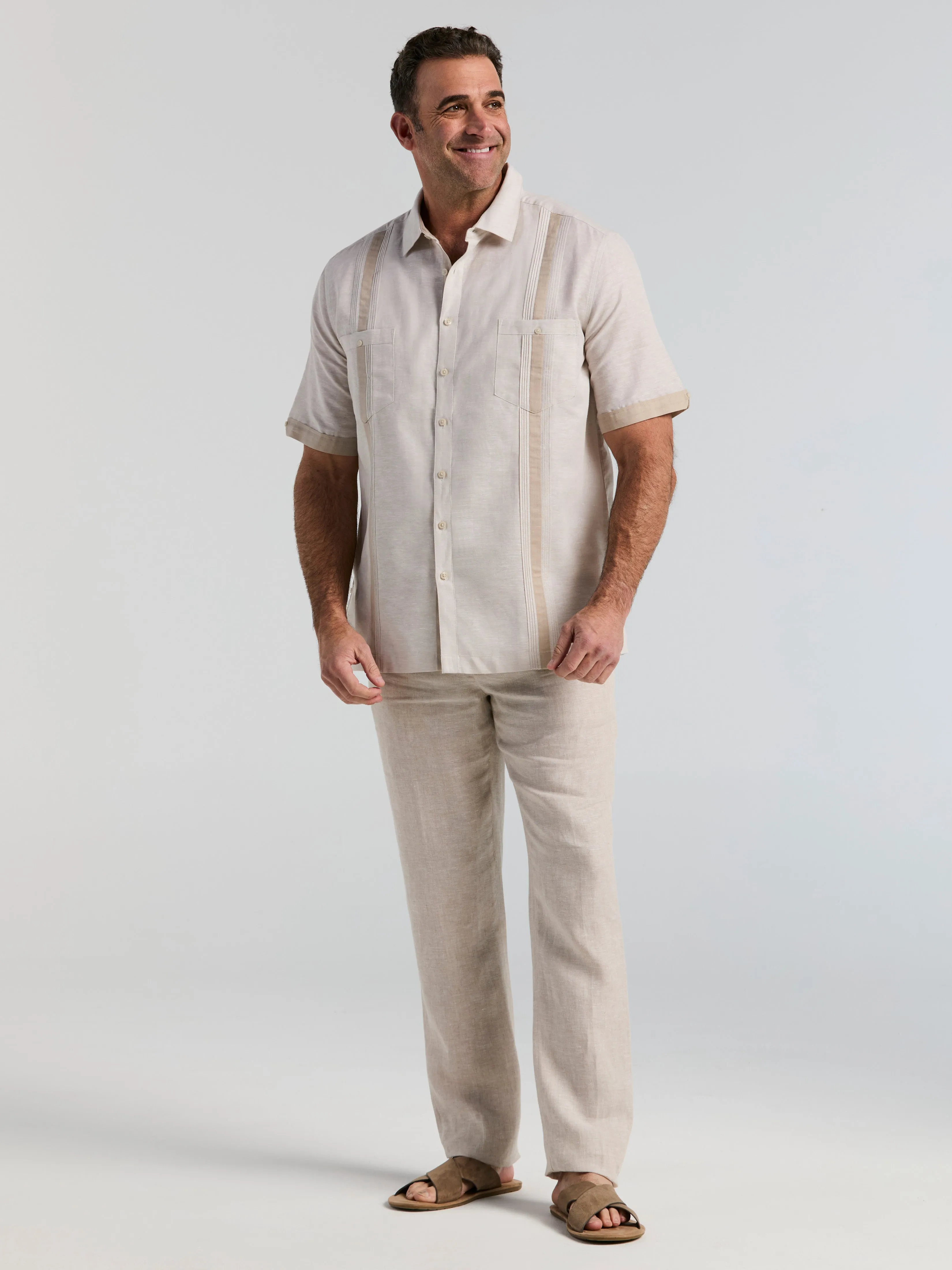 Big & Tall Linen Blend Guayabera Shirt sold by Perry Ellis product image thumbnail 2