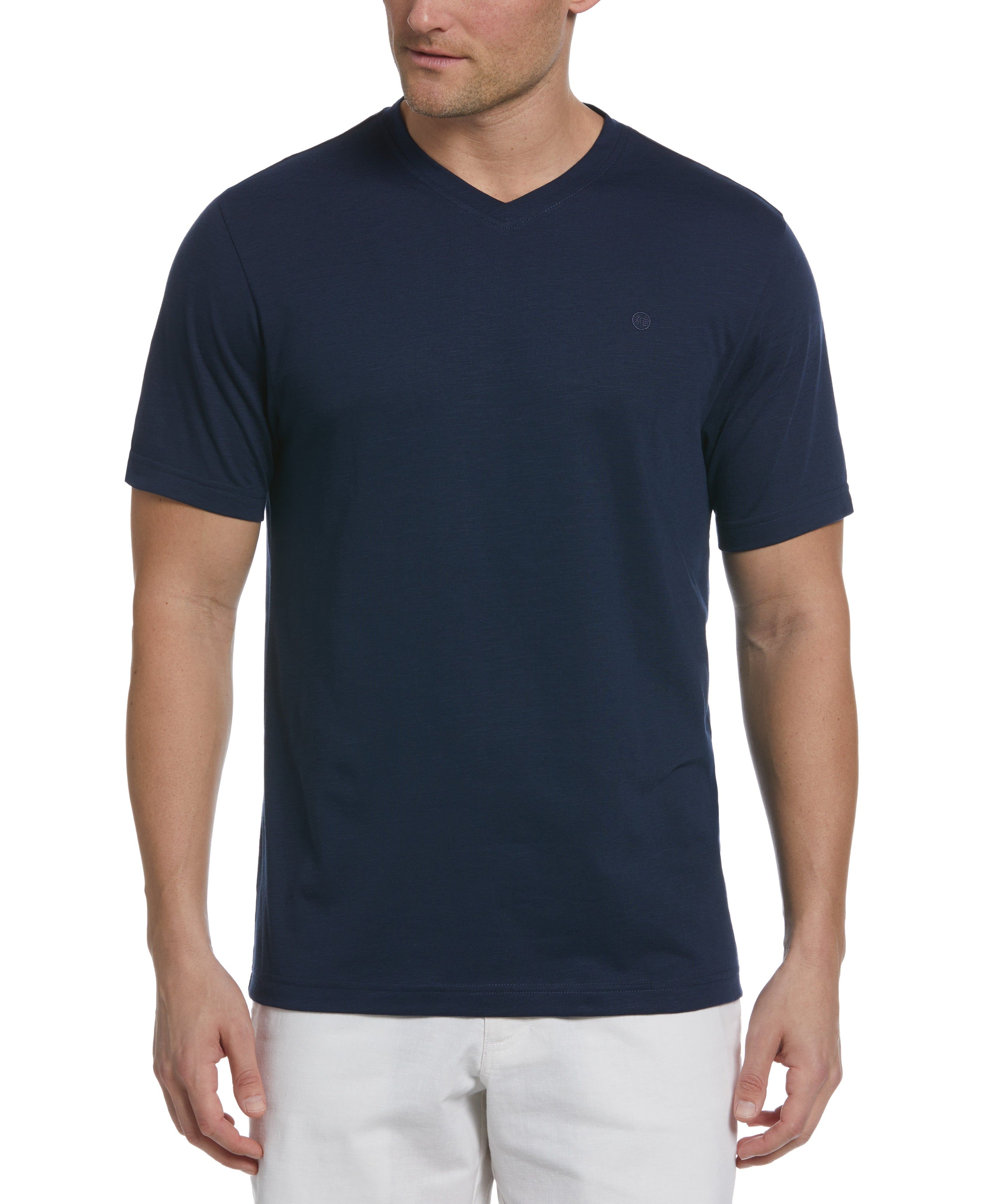 Cubavera™ Solid Slub V-Neck Tee sold by Perry Ellis