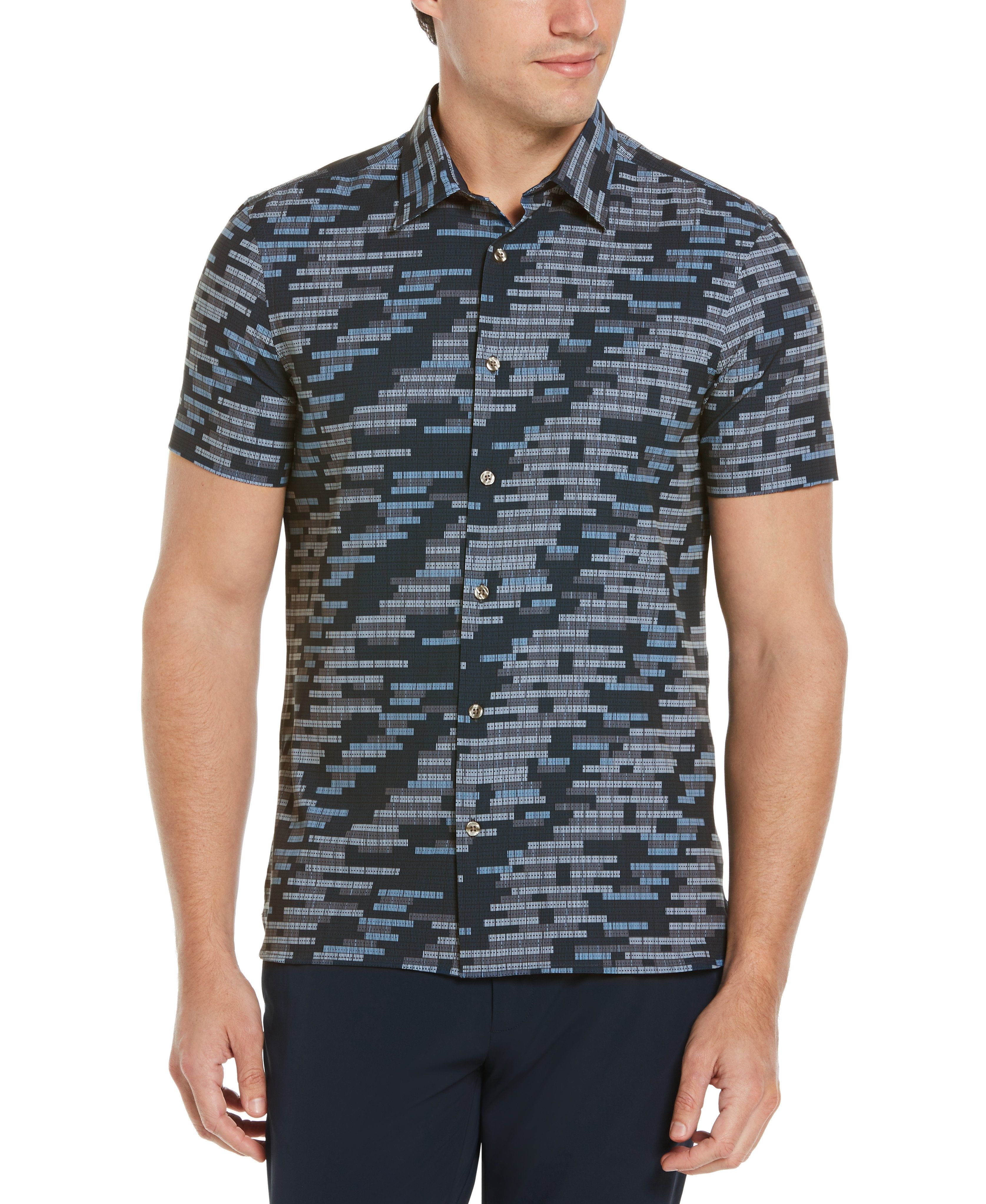 Total Stretch Slim Fit Graphic Print Shirt sold by Perry Ellis
