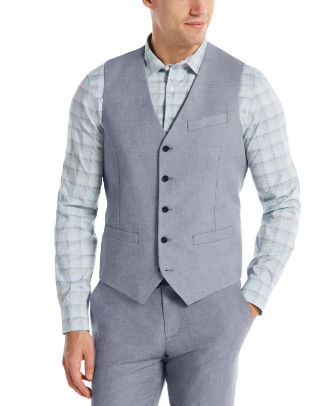 Slim Fit Linen Blend Textured Suit Vest sold by Perry Ellis