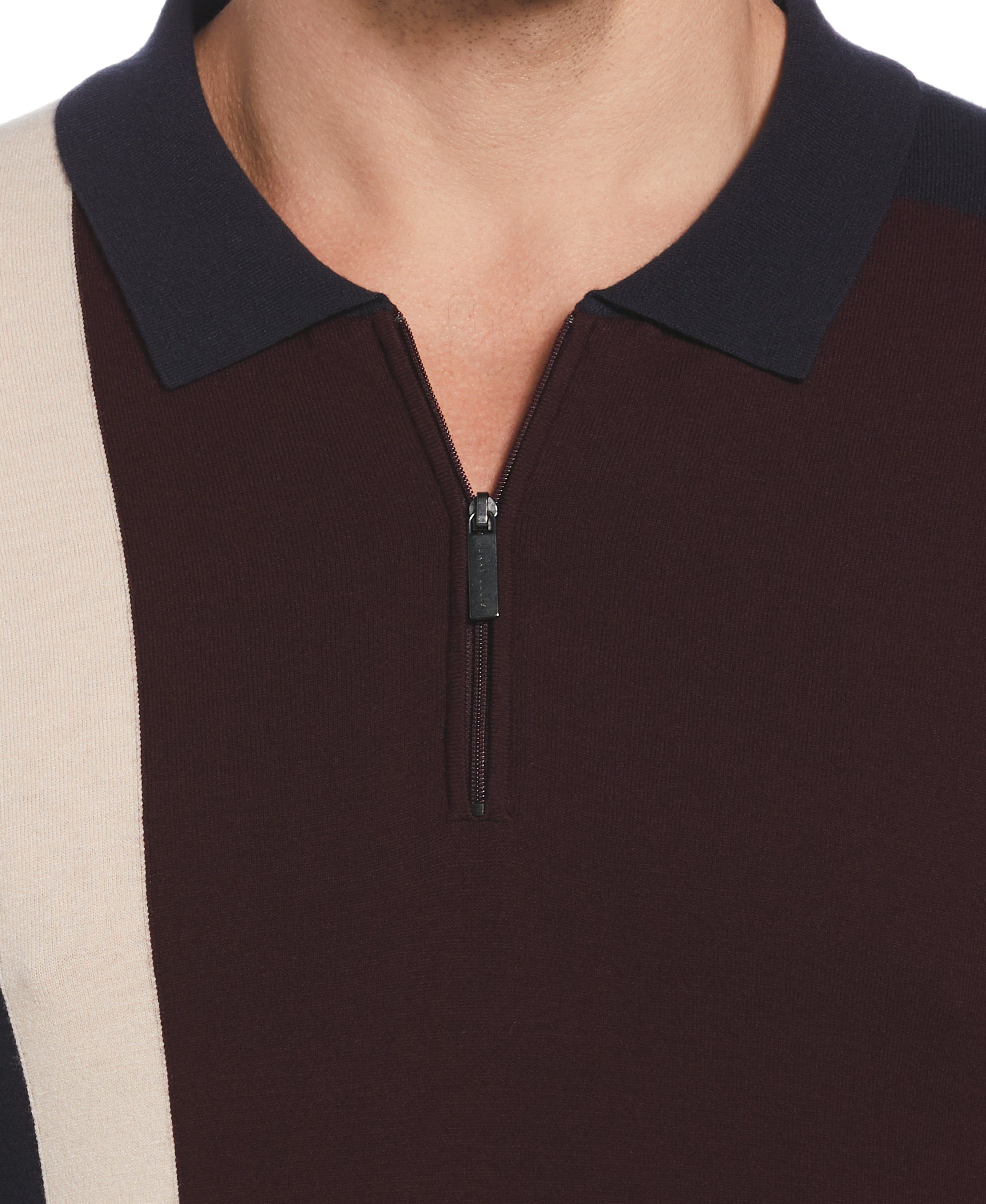 Tech Knit Color Block Zip Polo sold by Perry Ellis product image thumbnail 3