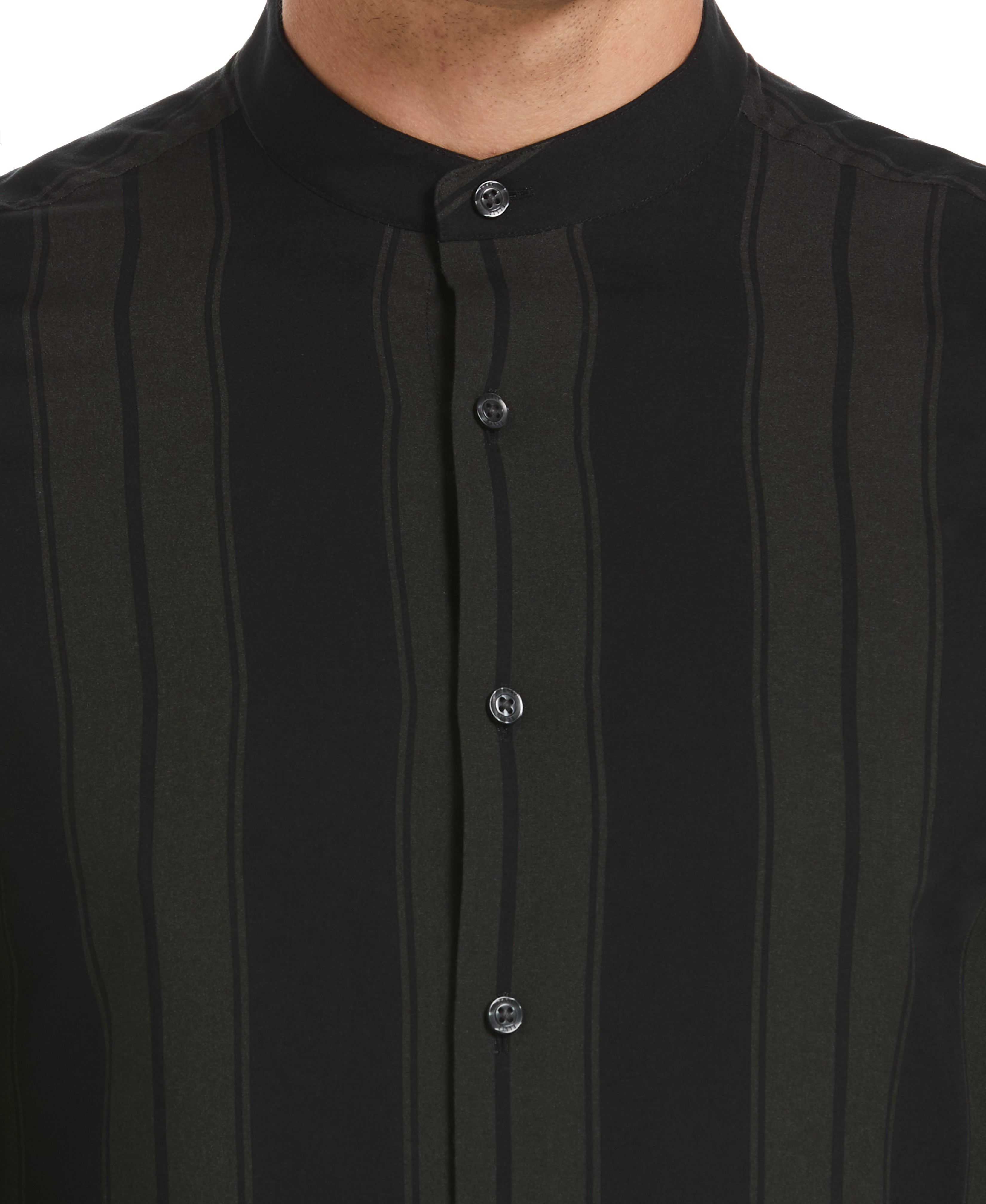 Untucked Slim Fit Stripe Banded Collar Shirt sold by Perry Ellis product image thumbnail 3