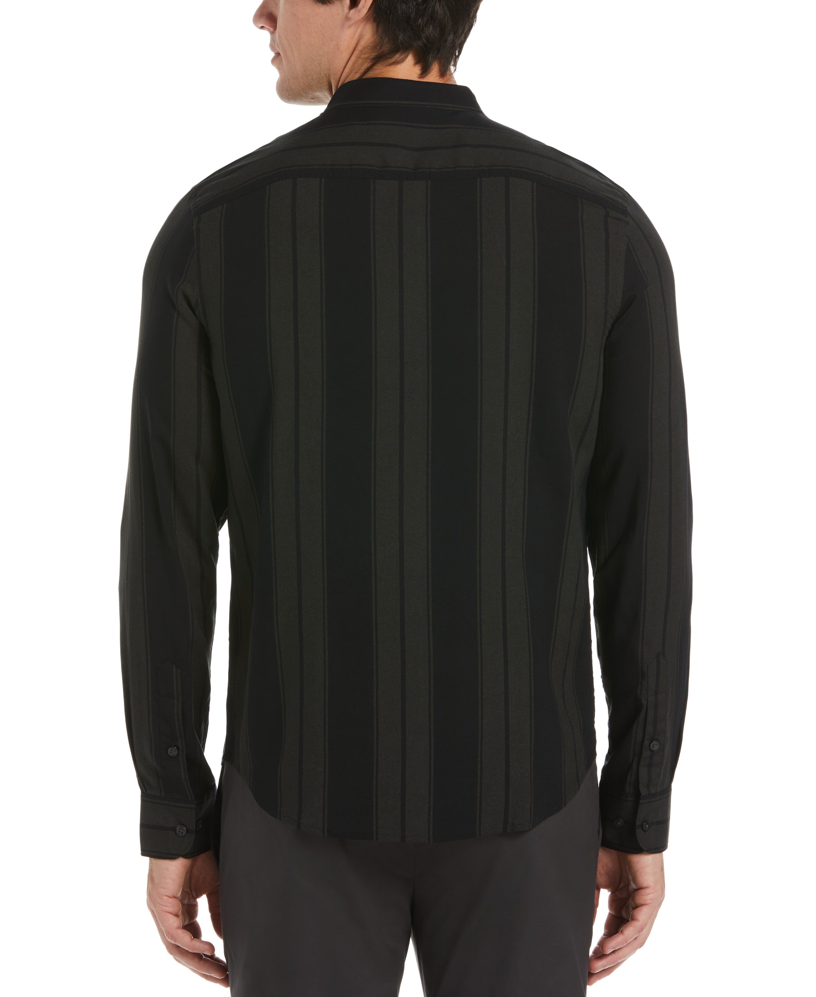 Untucked Slim Fit Stripe Banded Collar Shirt sold by Perry Ellis product image thumbnail 2