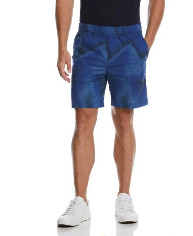 Watercolor Print Stretch Pull-On Short made by Perry Ellis
