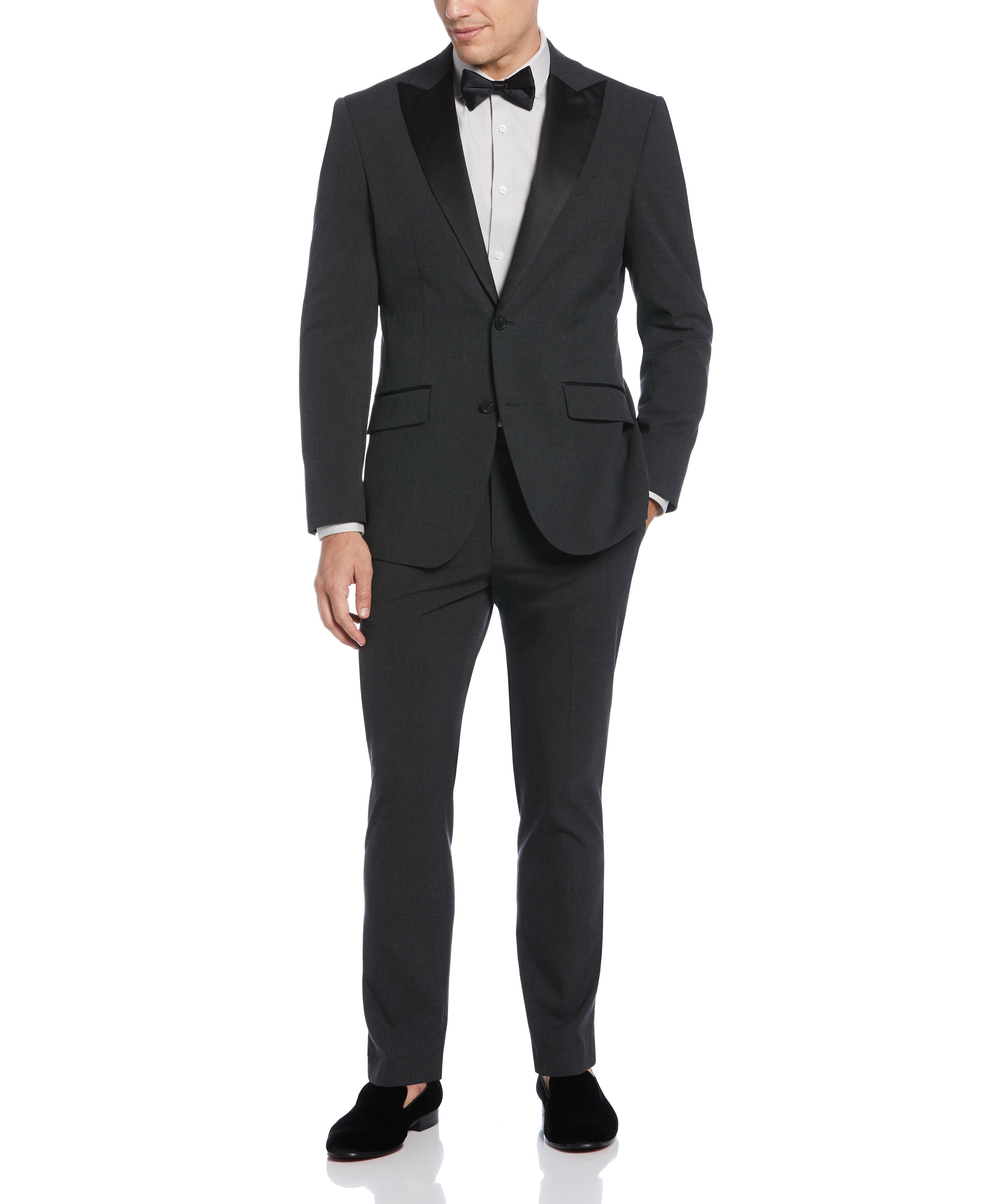 Slim Fit Charcoal Heather Contrast Tuxedo sold by Perry Ellis