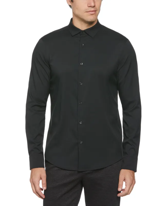 Slim Fit Untucked Total Stretch Solid Shirt - Black sold by Perry Ellis