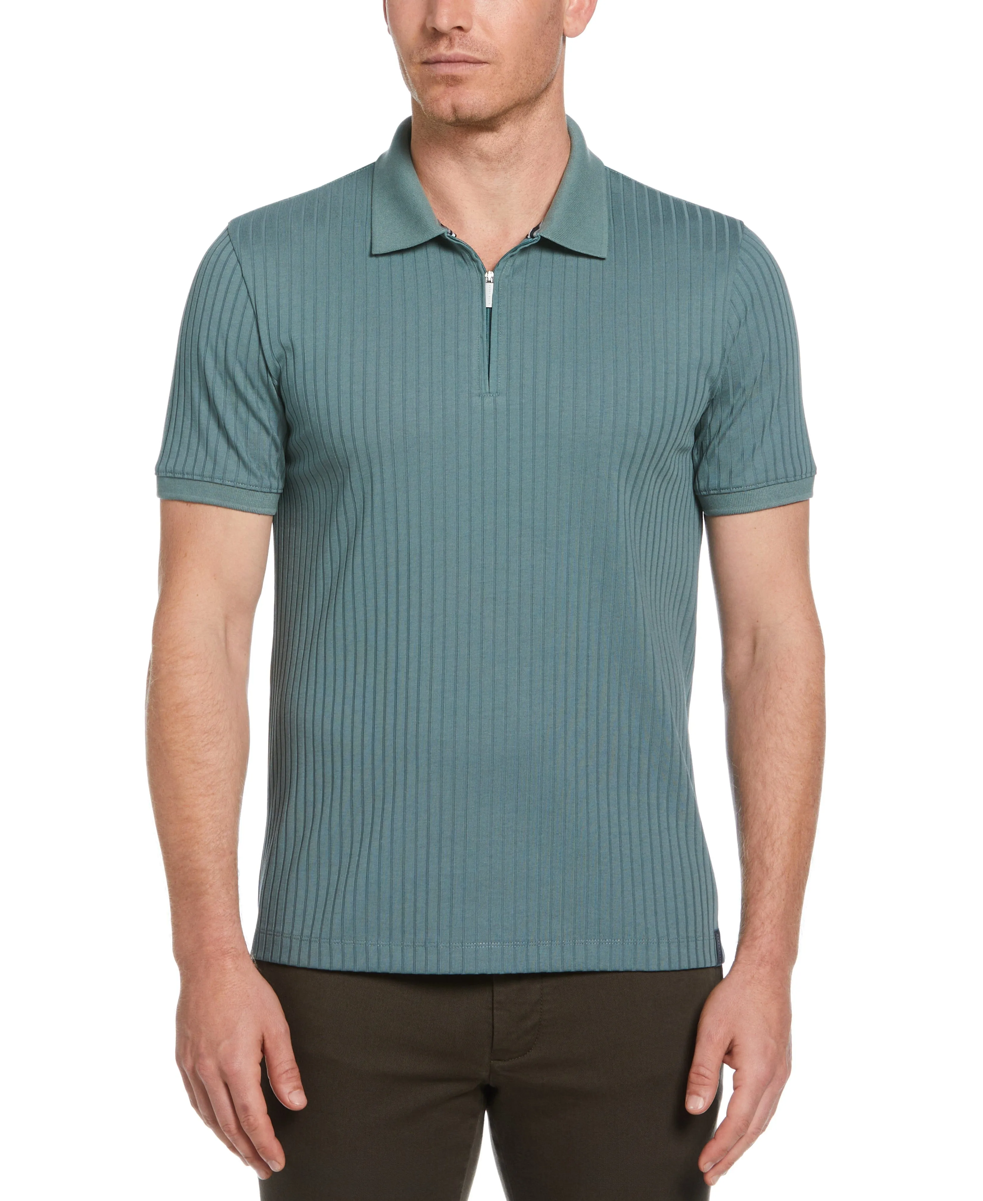 Quarter Zip Ribbed Polo sold by Perry Ellis