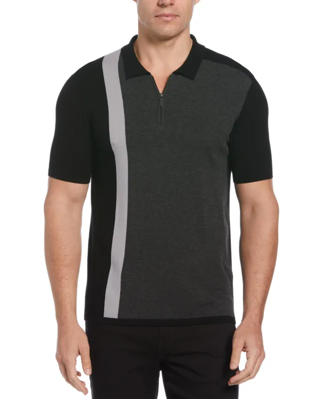 Tech Knit Color Block Zip Polo sold by Perry Ellis