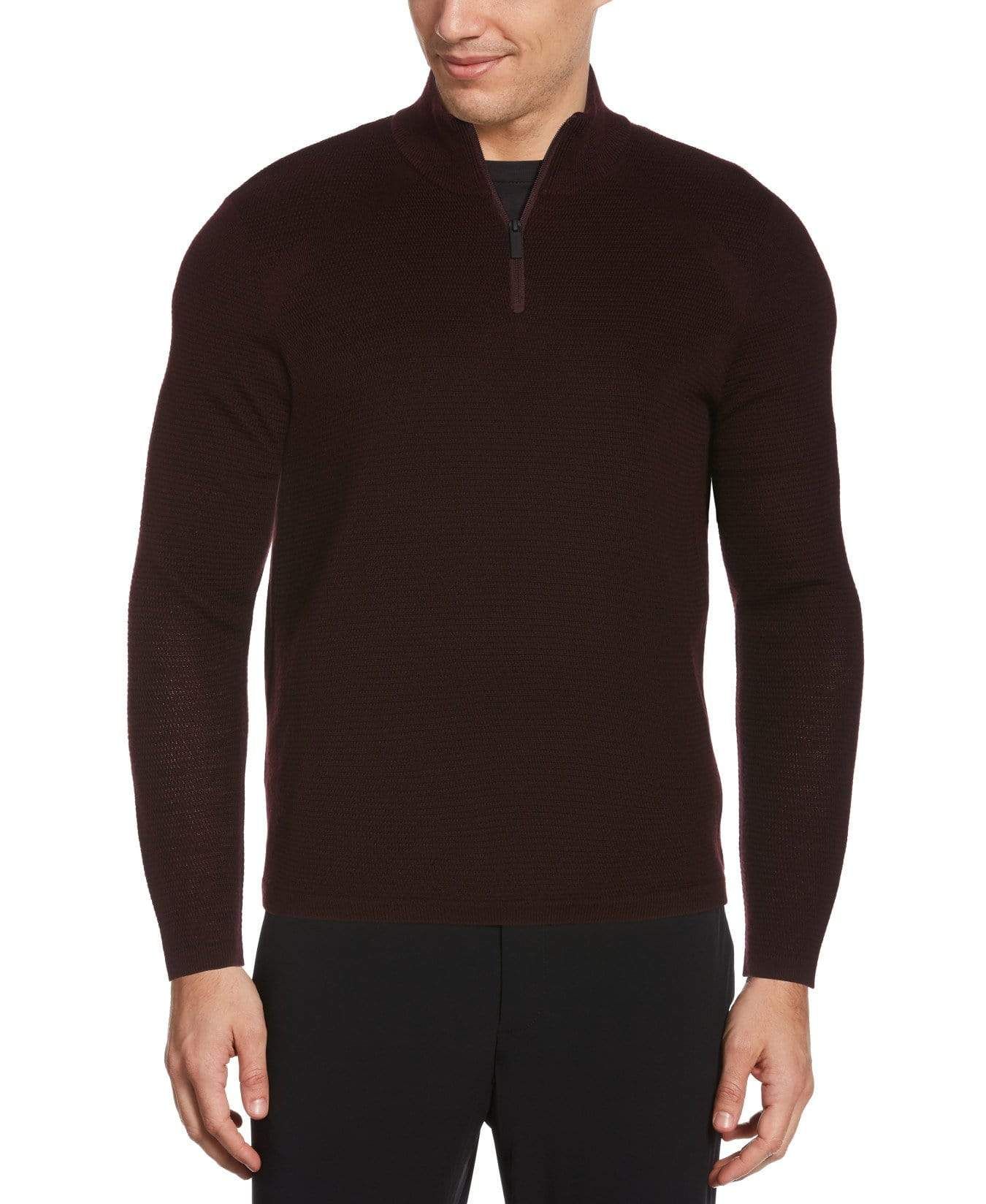 Big & Tall Textured Merino Blend Quarter Zip Sweater sold by Perry Ellis