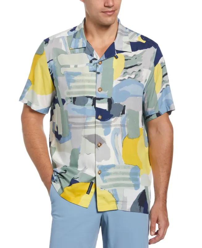 Graphic Print Soft Camp Collar Shirt made by Perry Ellis