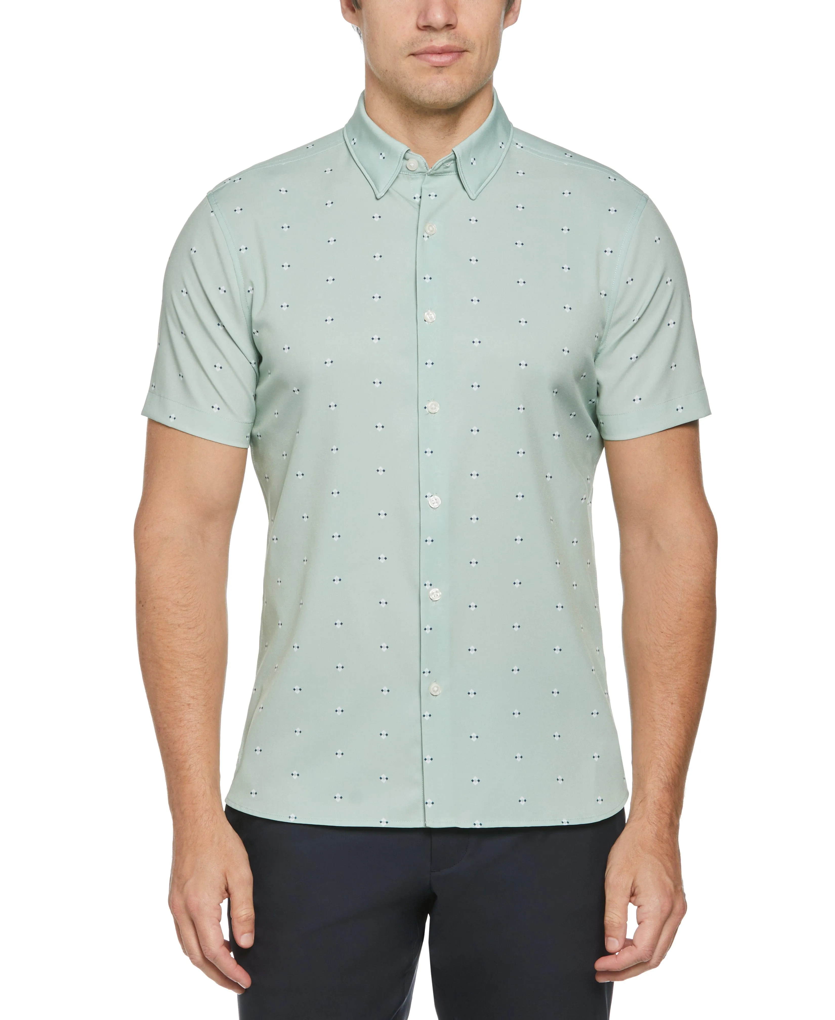 Slim Fit Total Stretch Geo Dot Print Shirt sold by Perry Ellis