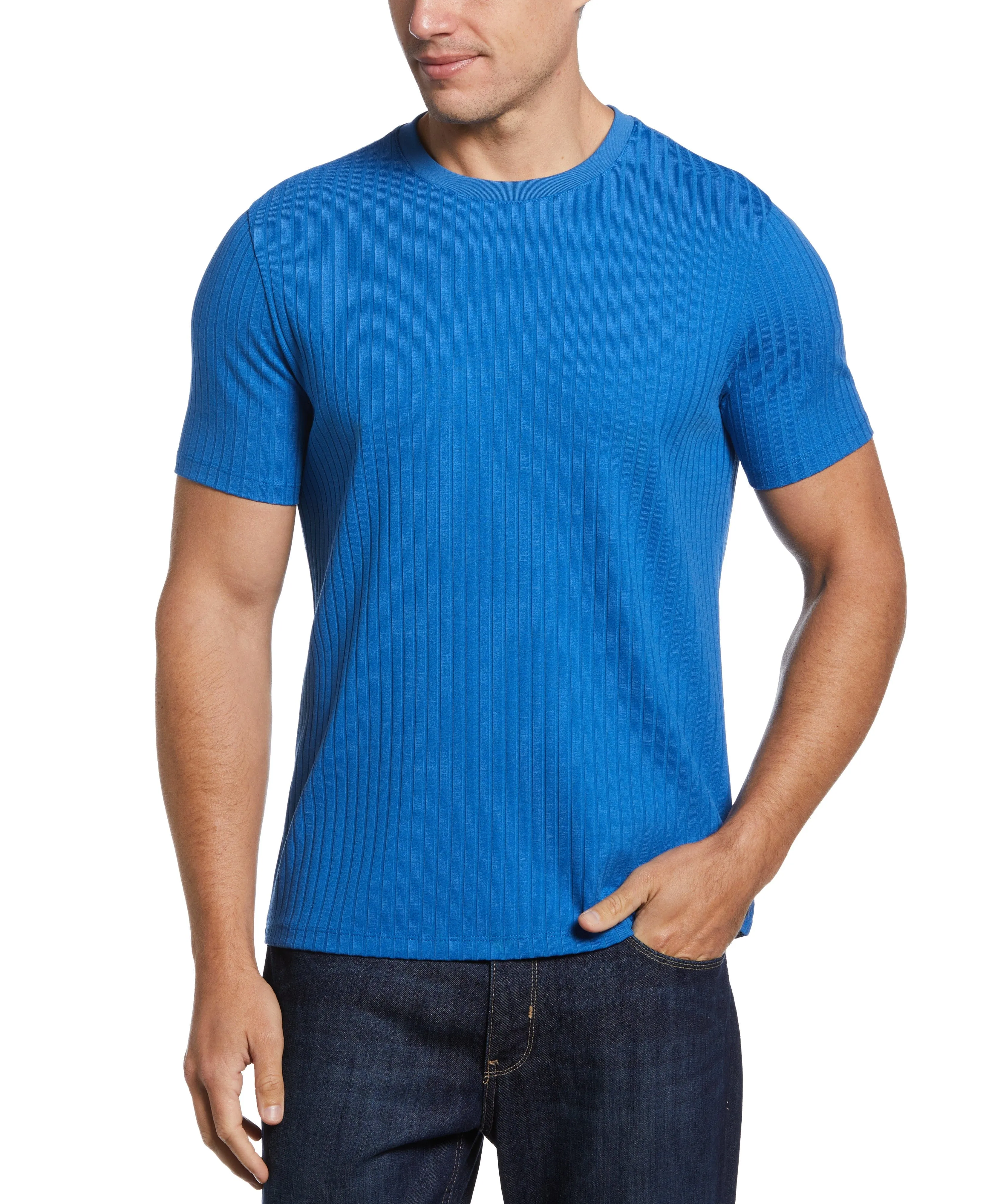 Rib Knit Crew Neck Tee sold by Perry Ellis