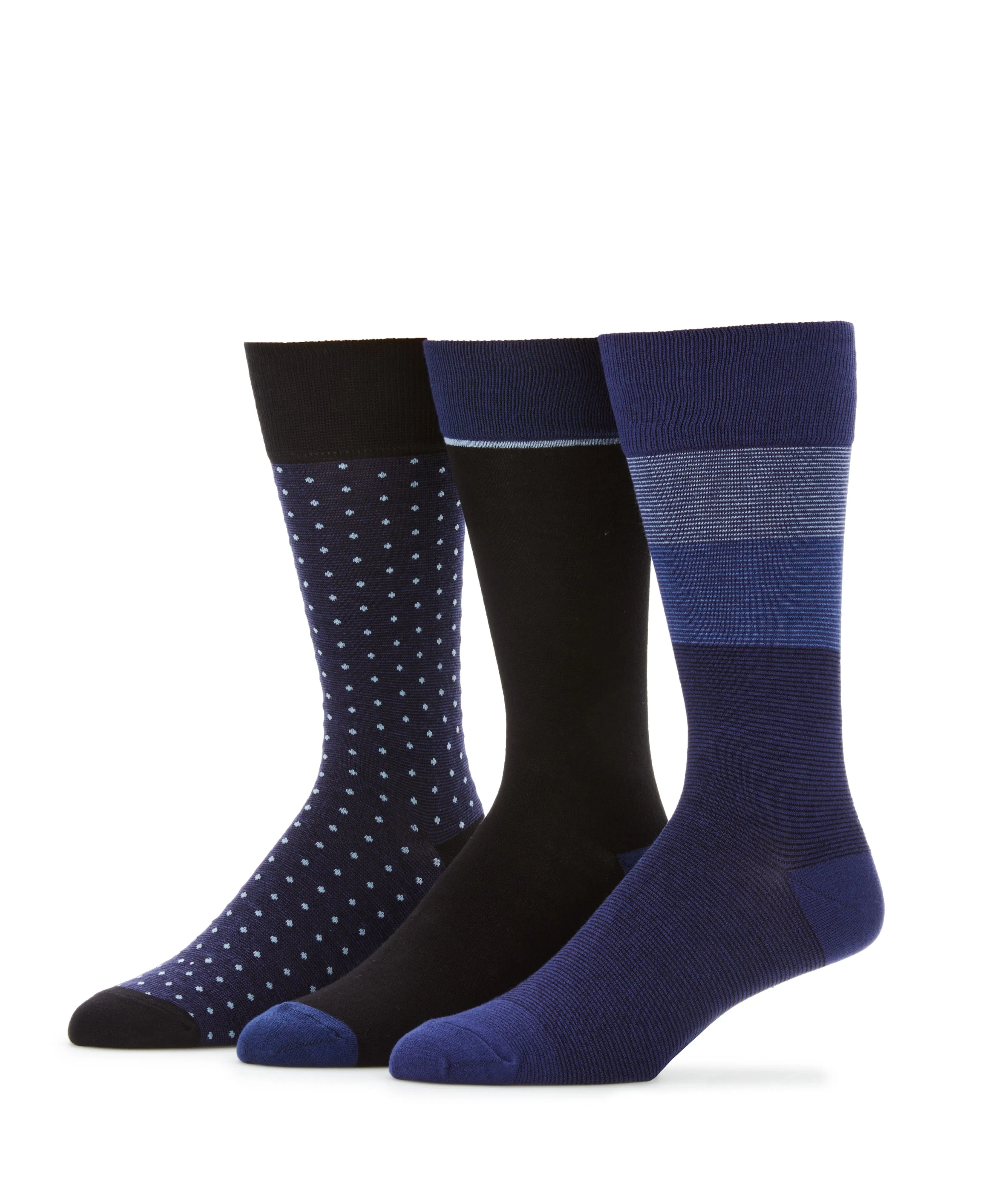 3- Pack Soft Luxury Stripe Color Block Socks sold by Perry Ellis