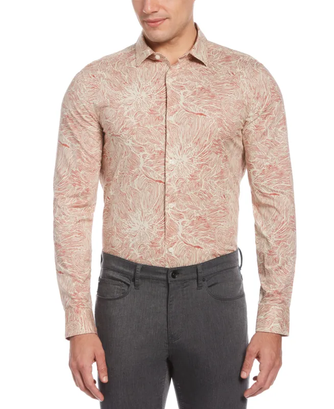 Big & Tall Sketch Print Stretch Shirt made by Perry Ellis