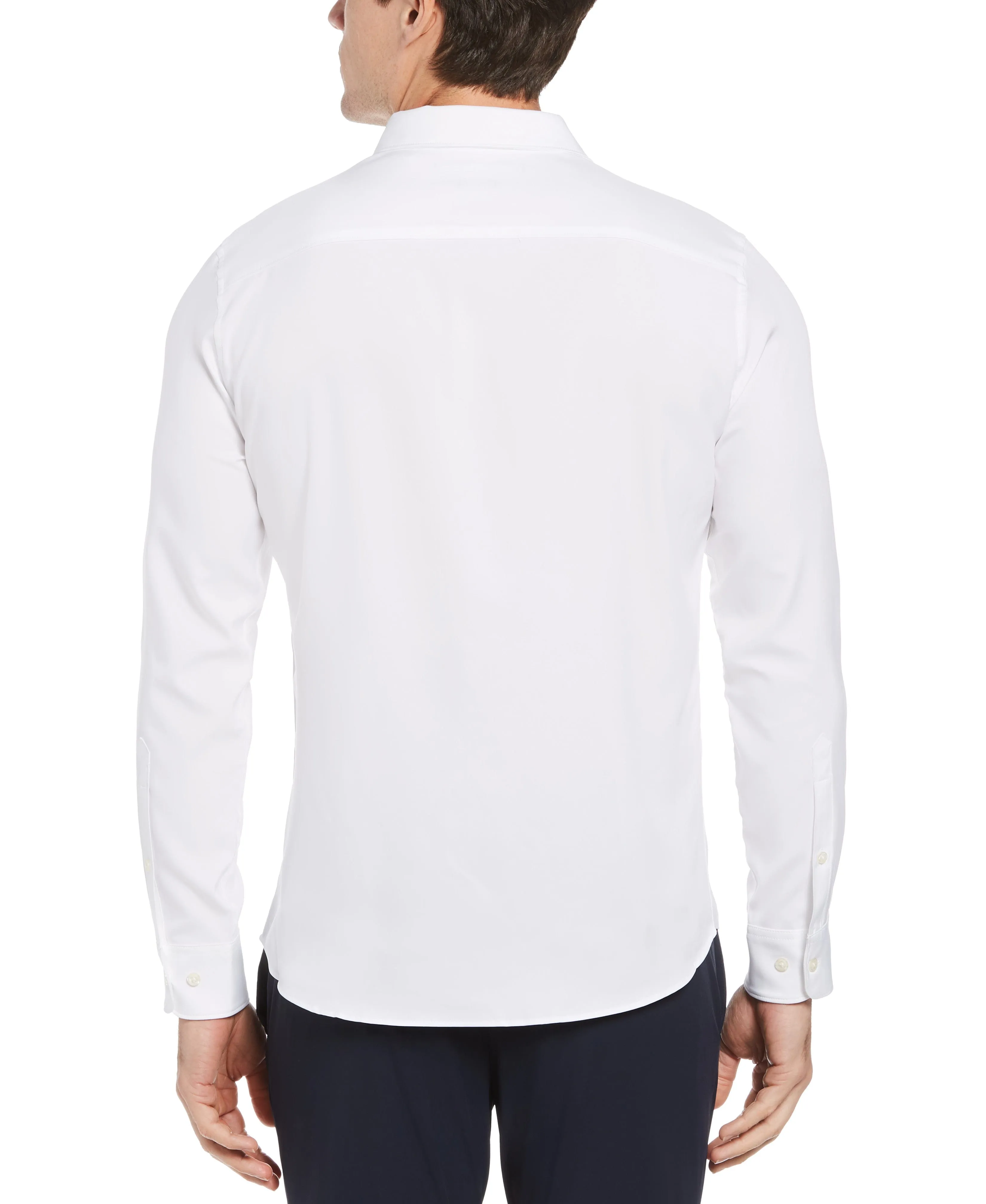 Big & Tall Untucked Total Stretch Solid Shirt - White sold by Perry Ellis product image thumbnail 2