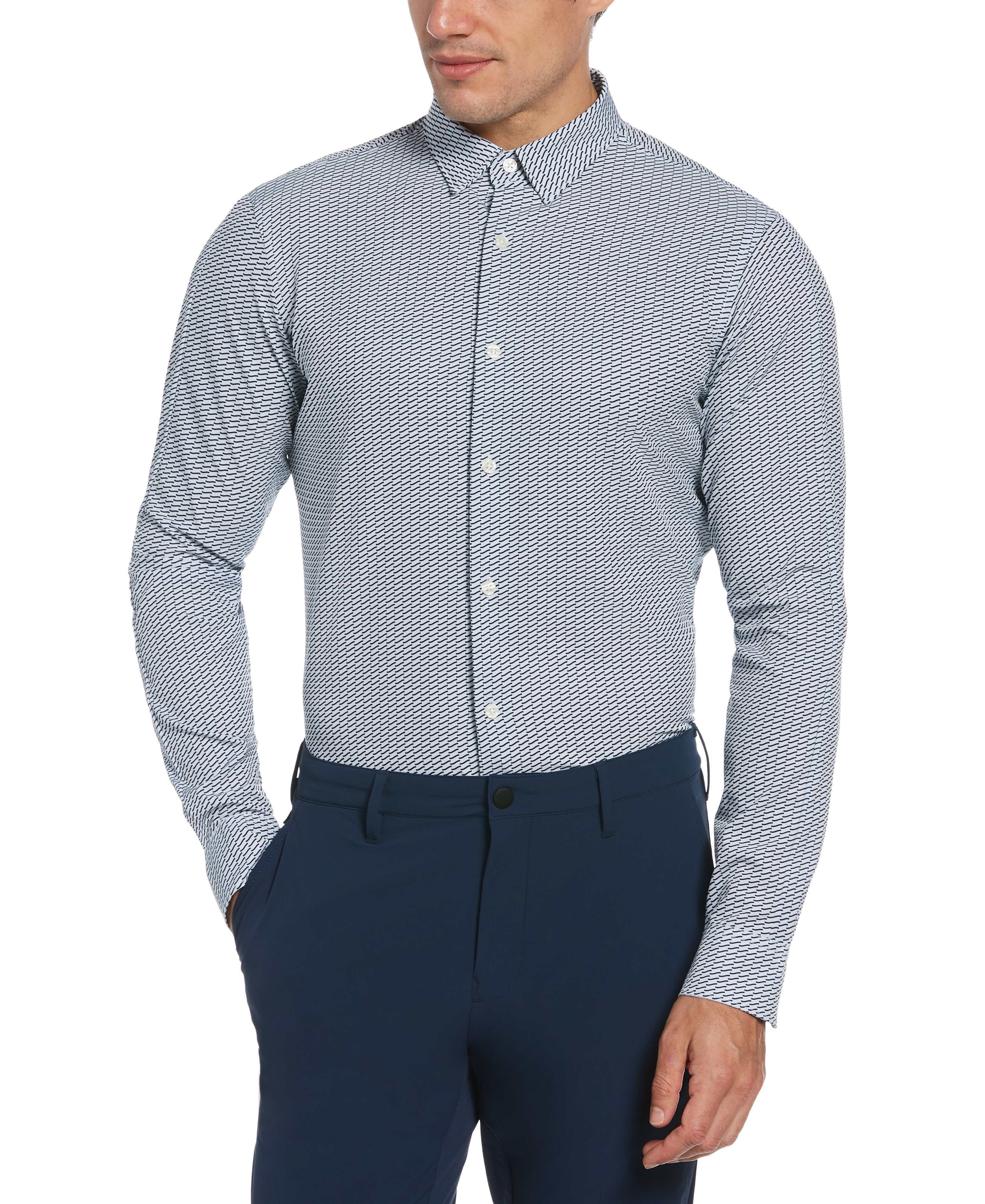 Slim Fit Wave Geo Print Stretch Shirt sold by Perry Ellis product image thumbnail 5